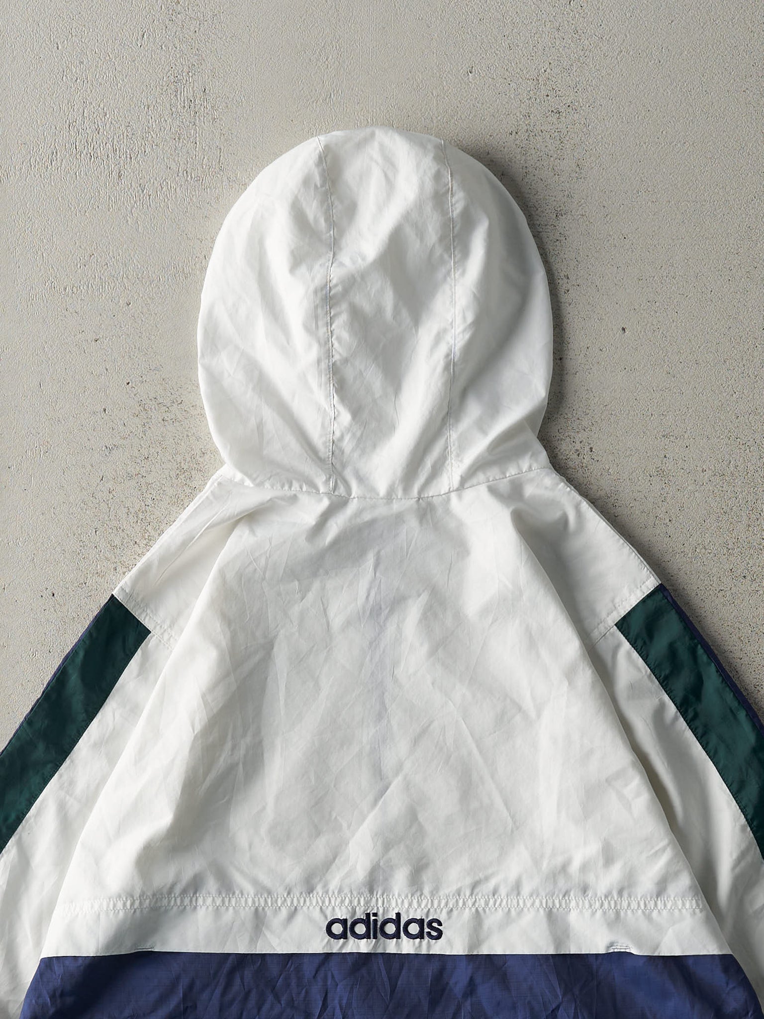 Vintage Y2K White, Navy & Green Adidas Zip Up Windbreaker (M)