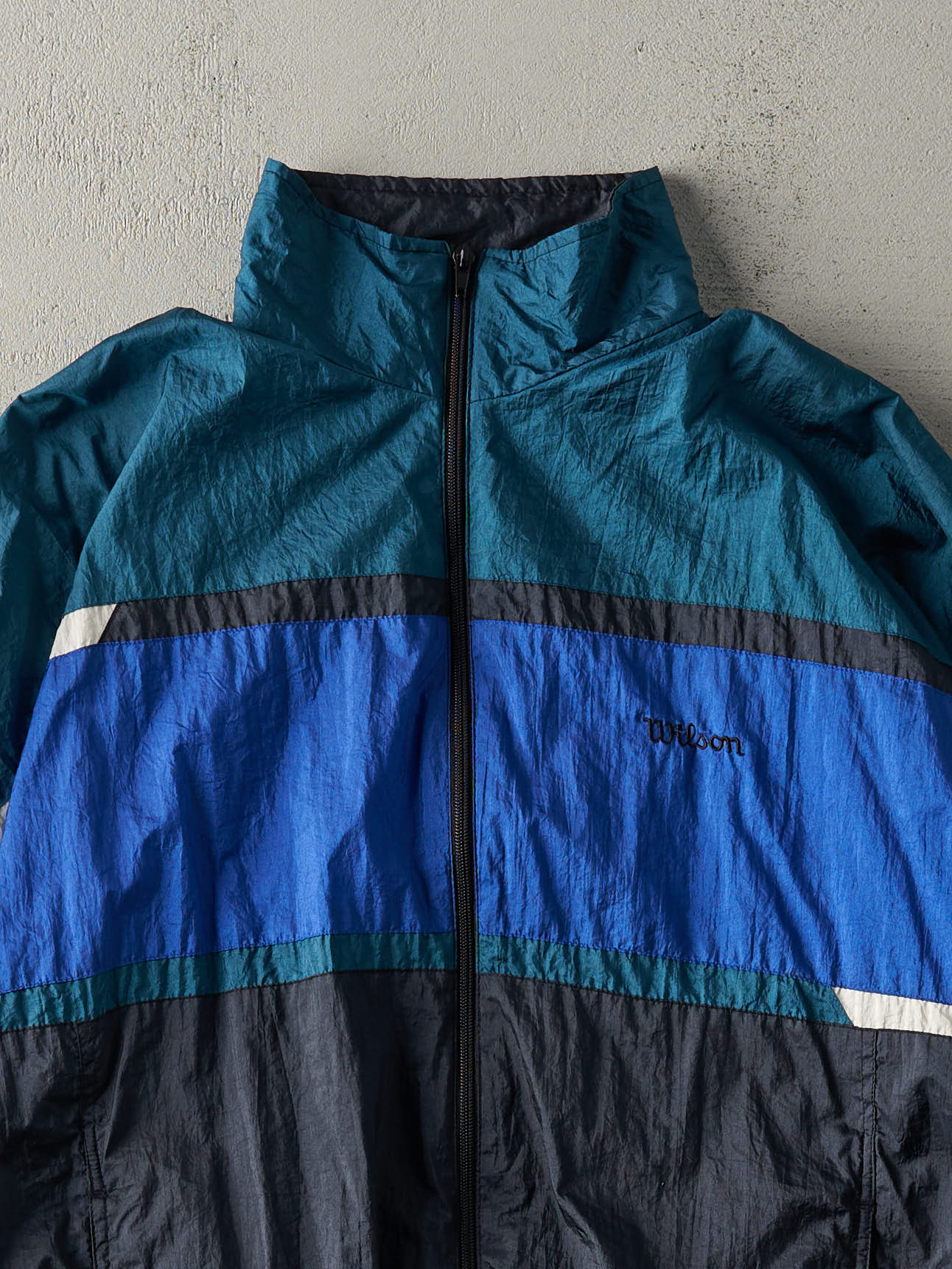 Vintage 90s Green, Blue & Black Wilson Windbreaker Jacket (L)