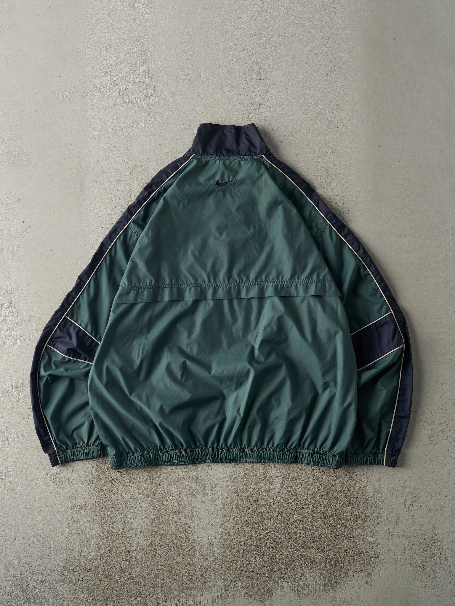 Vintage 90s Green & Navy Nike Zip Up Windbreaker Jacket (L)