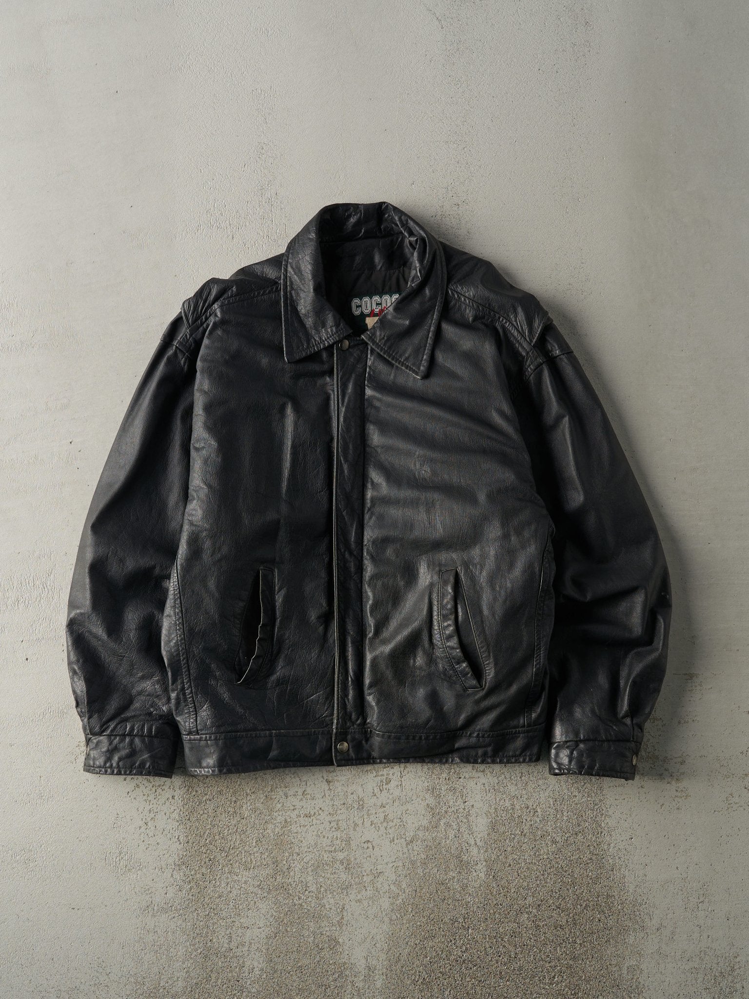 Vintage 90s Black Cocoa Valley Leather Jacket (M/L)