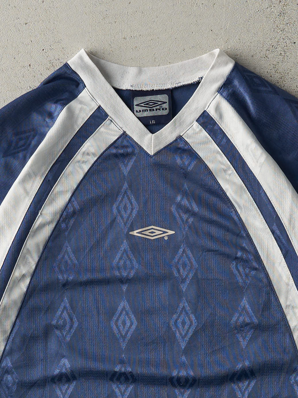 Vintage Y2K Slate Blue #44 Umbro Striped Jersey (M/L)