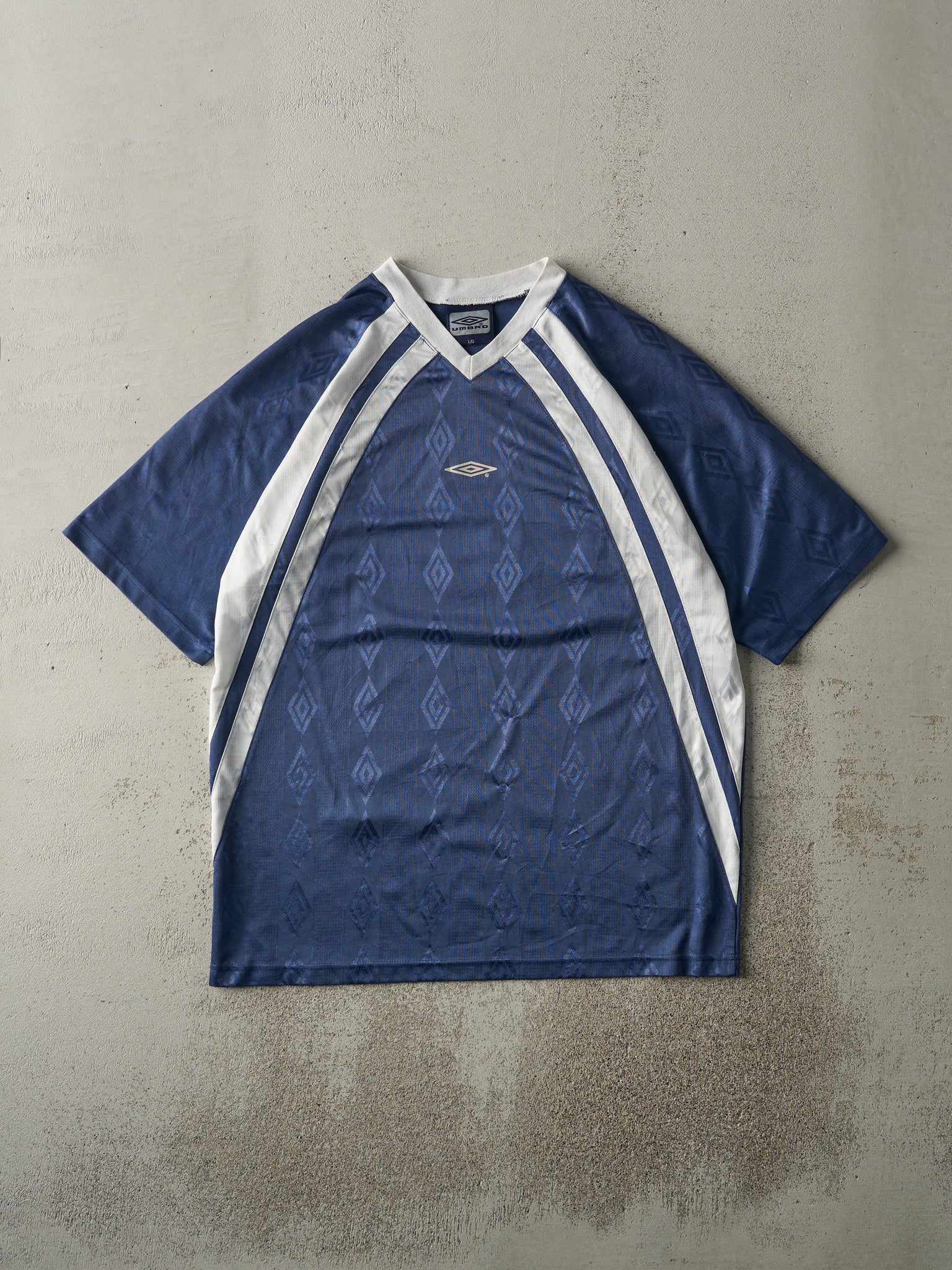 Vintage Y2K Slate Blue #44 Umbro Striped Jersey (M/L)