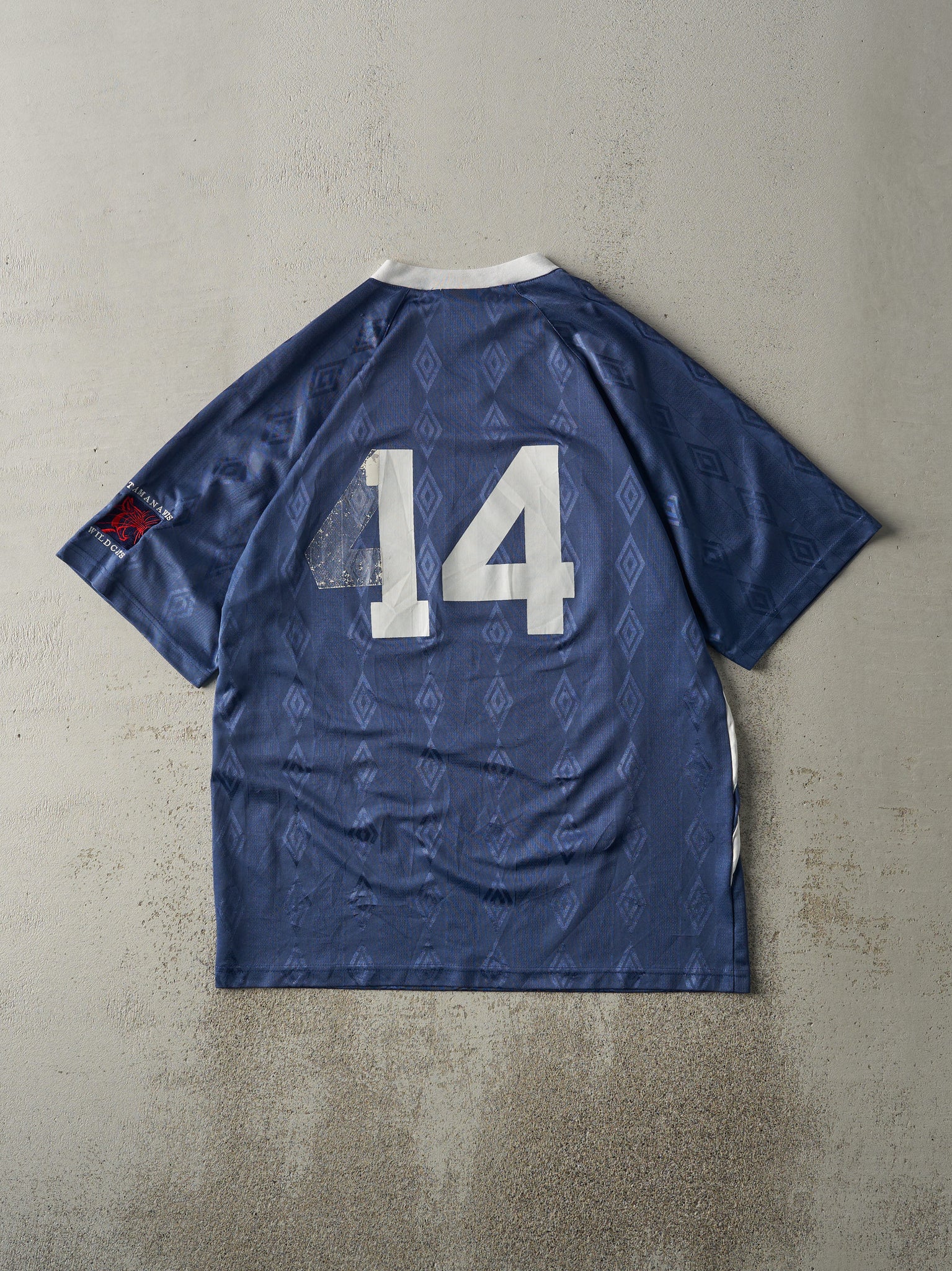 Vintage Y2K Slate Blue #44 Umbro Striped Jersey (M/L)