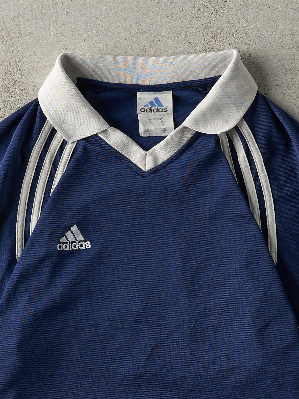 Vintage Y2K Navy Blue Adidas Soccer Jersey (M)