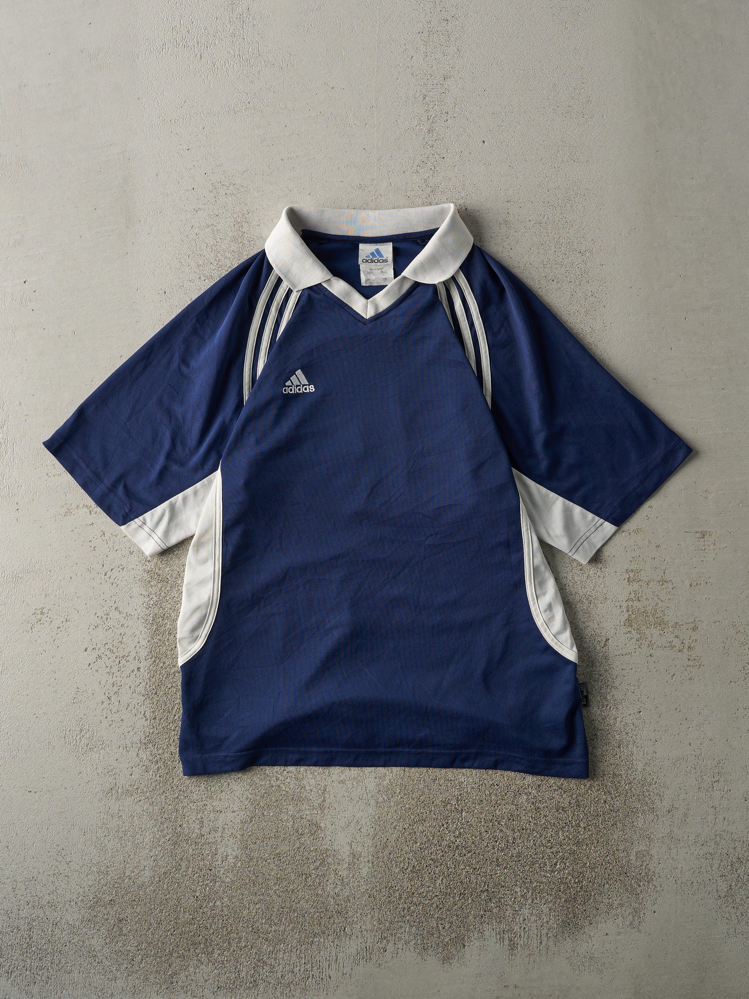 Vintage Y2K Navy Blue Adidas Soccer Jersey (M)