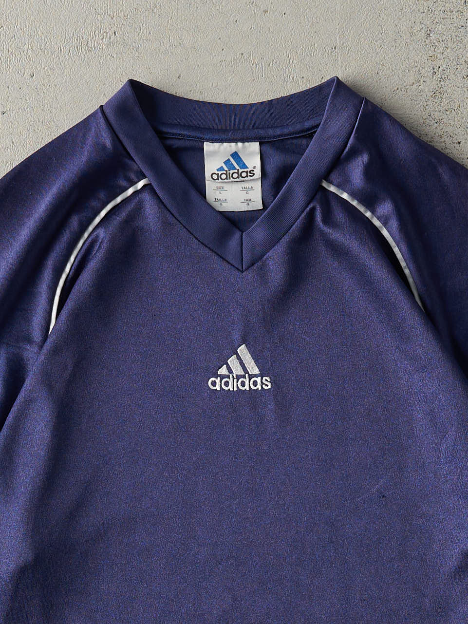 Vintage 90s Navy Blue Adidas Soccer Jersey (M)