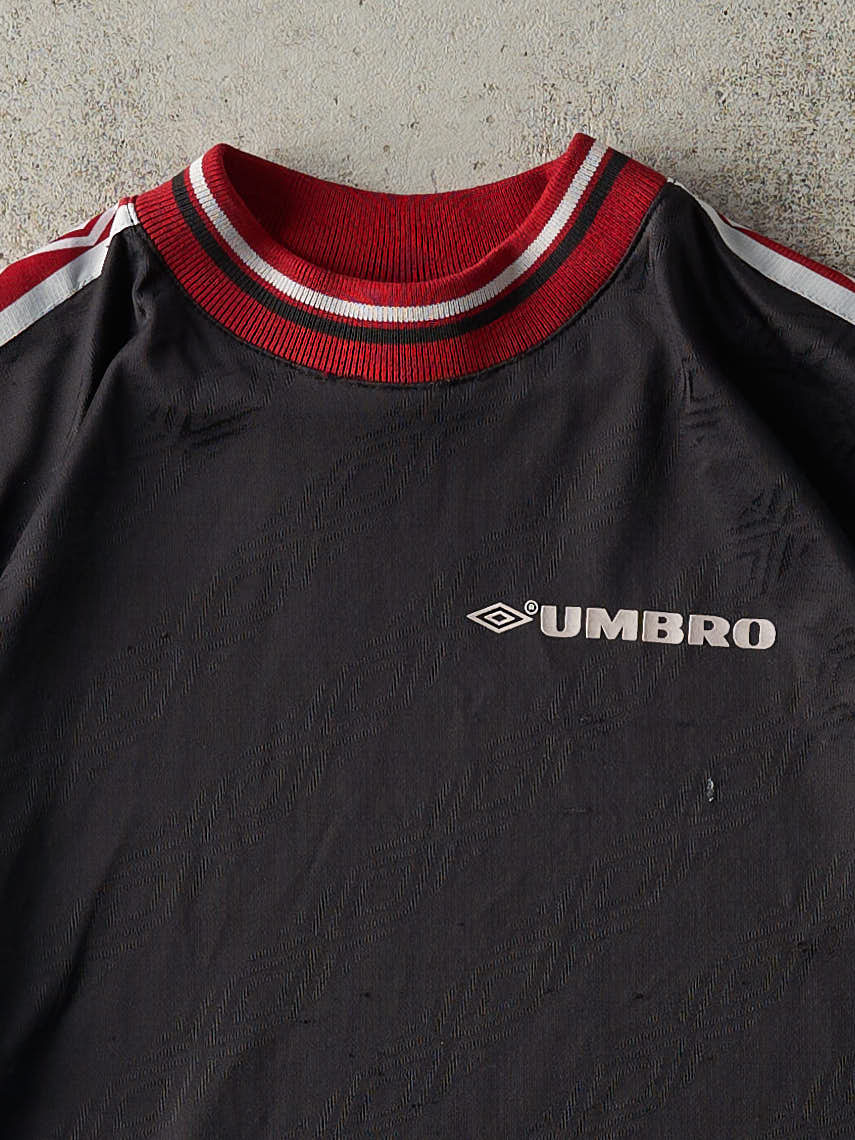 Vintage 90s Black & Red Umbro Soccer Jersey (M)