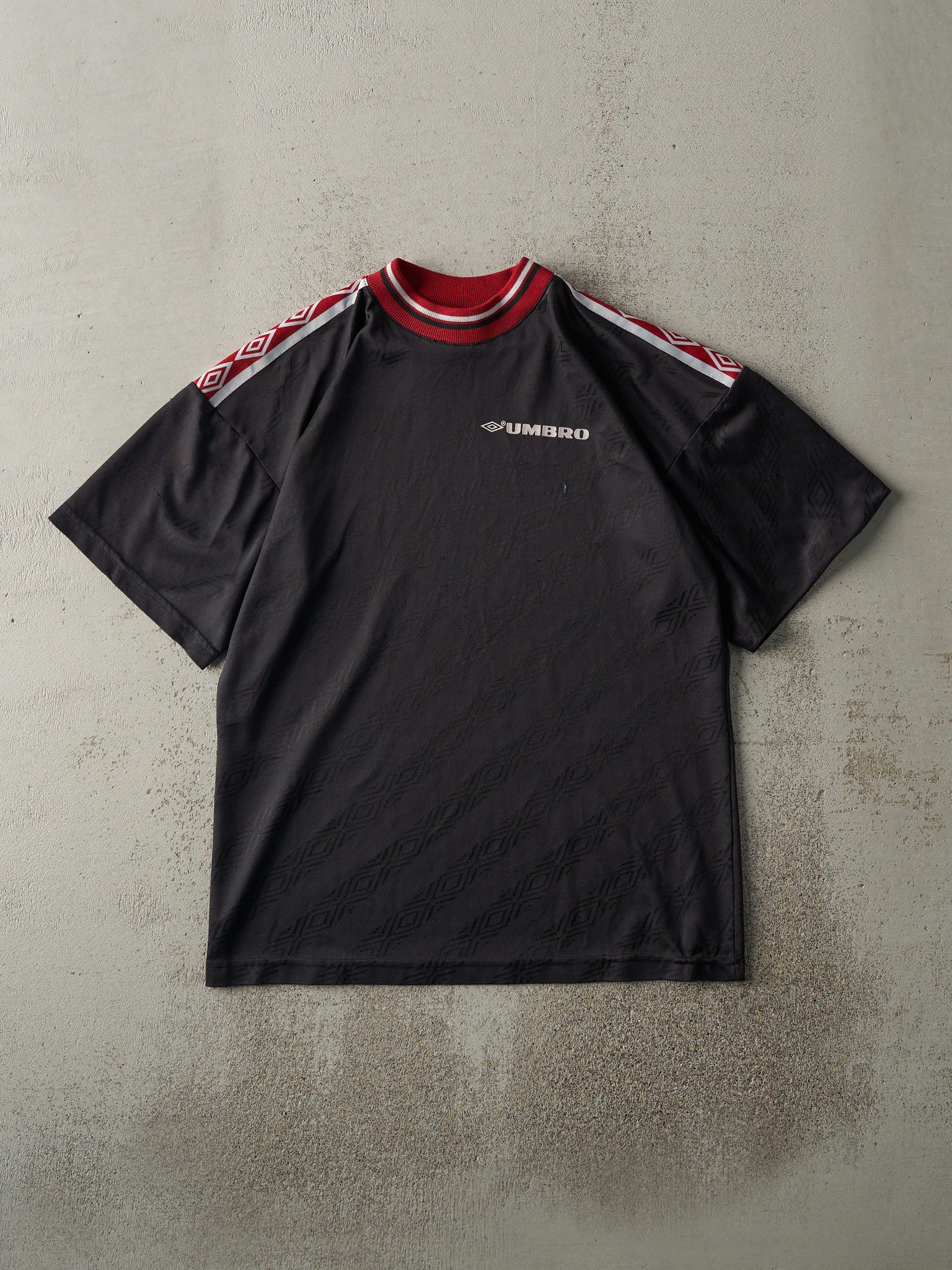 Vintage 90s Black & Red Umbro Soccer Jersey (M)