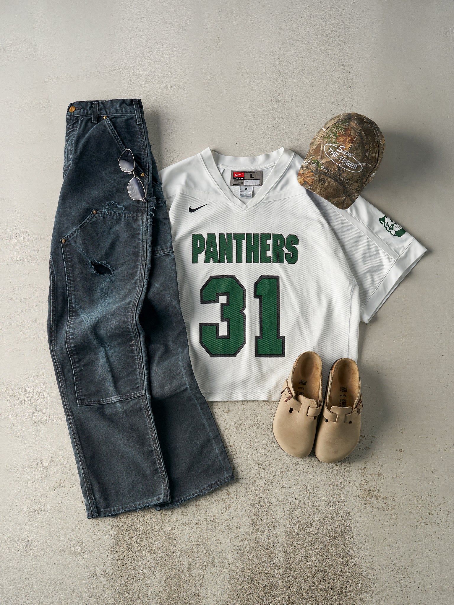 Vintage 90s White & Green Panthers #31 Jersey (L)