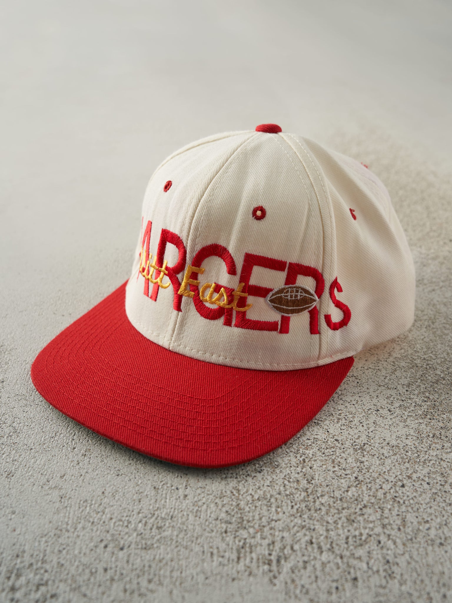 Vintage 90s Beige & Red Embroidered Chargers Football Snapback