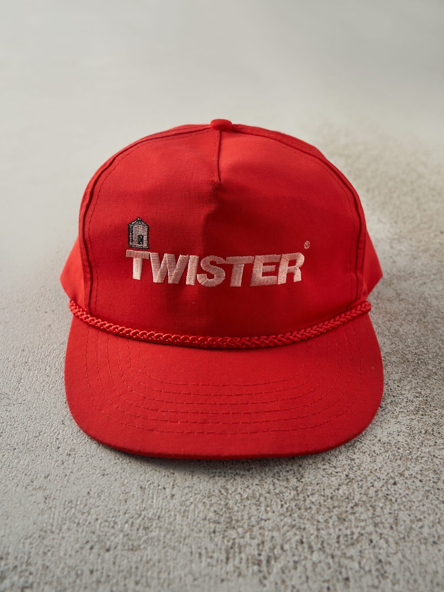 Vintage 90s Red Embroidered Twister Movie Snapback Hat