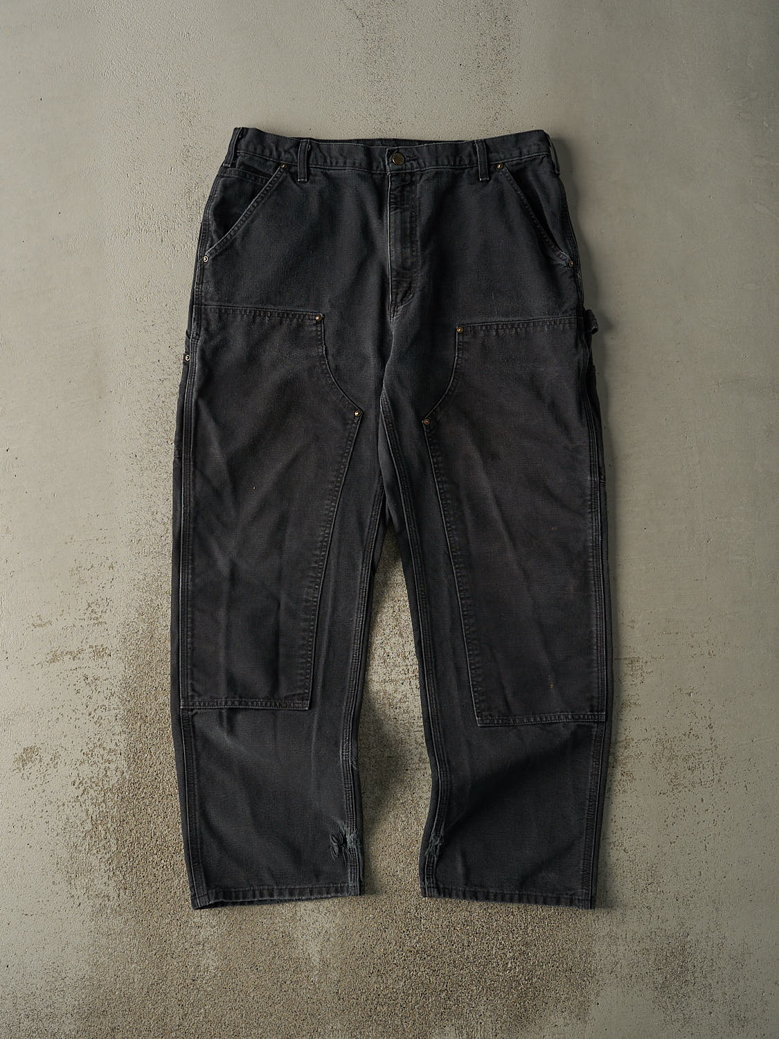 Vintage 90s Faded Black Carhartt Double Knee Carpenter Pants (36x31.5)