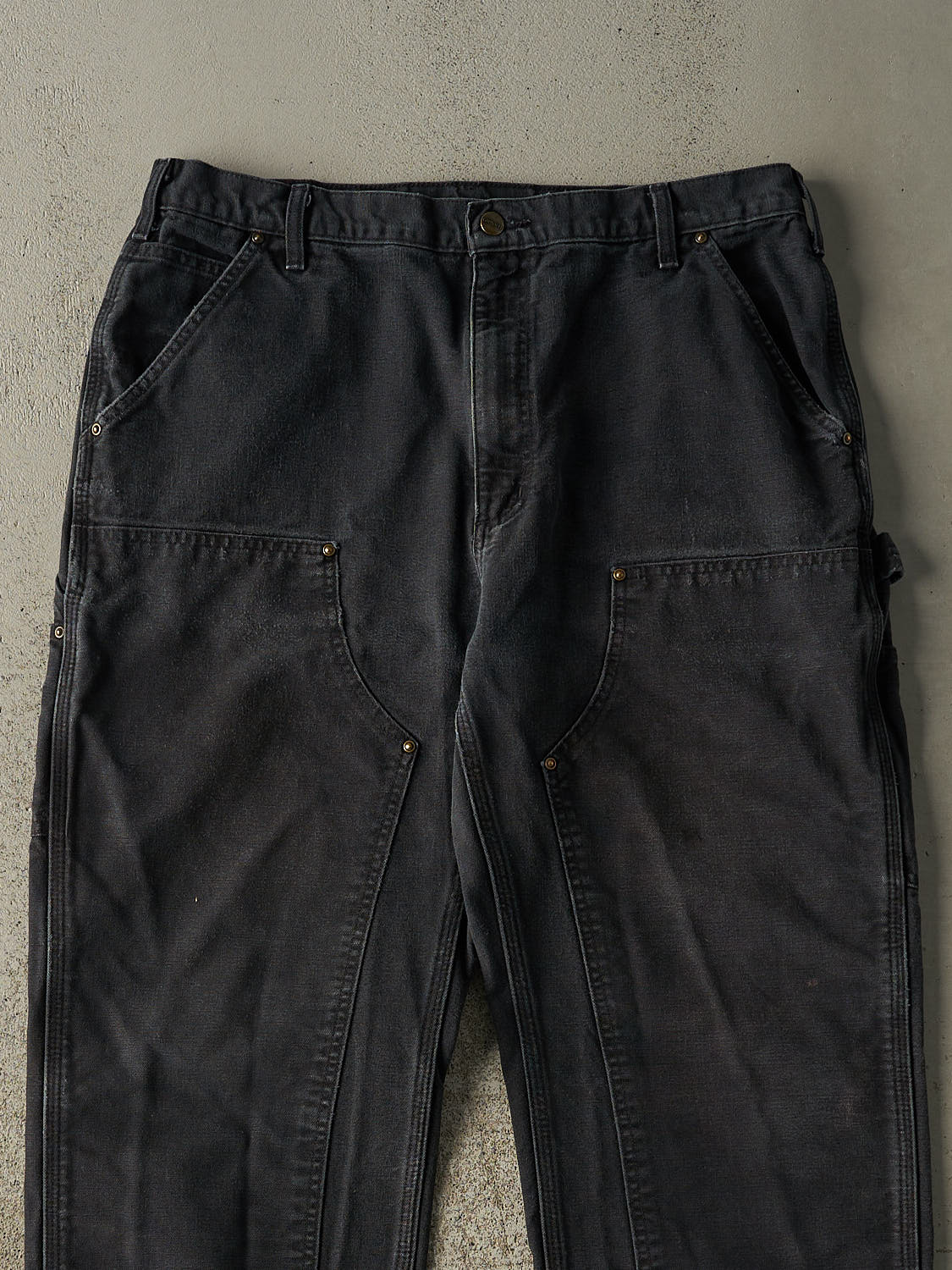 Vintage 90s Faded Black Carhartt Double Knee Carpenter Pants (36x31.5)