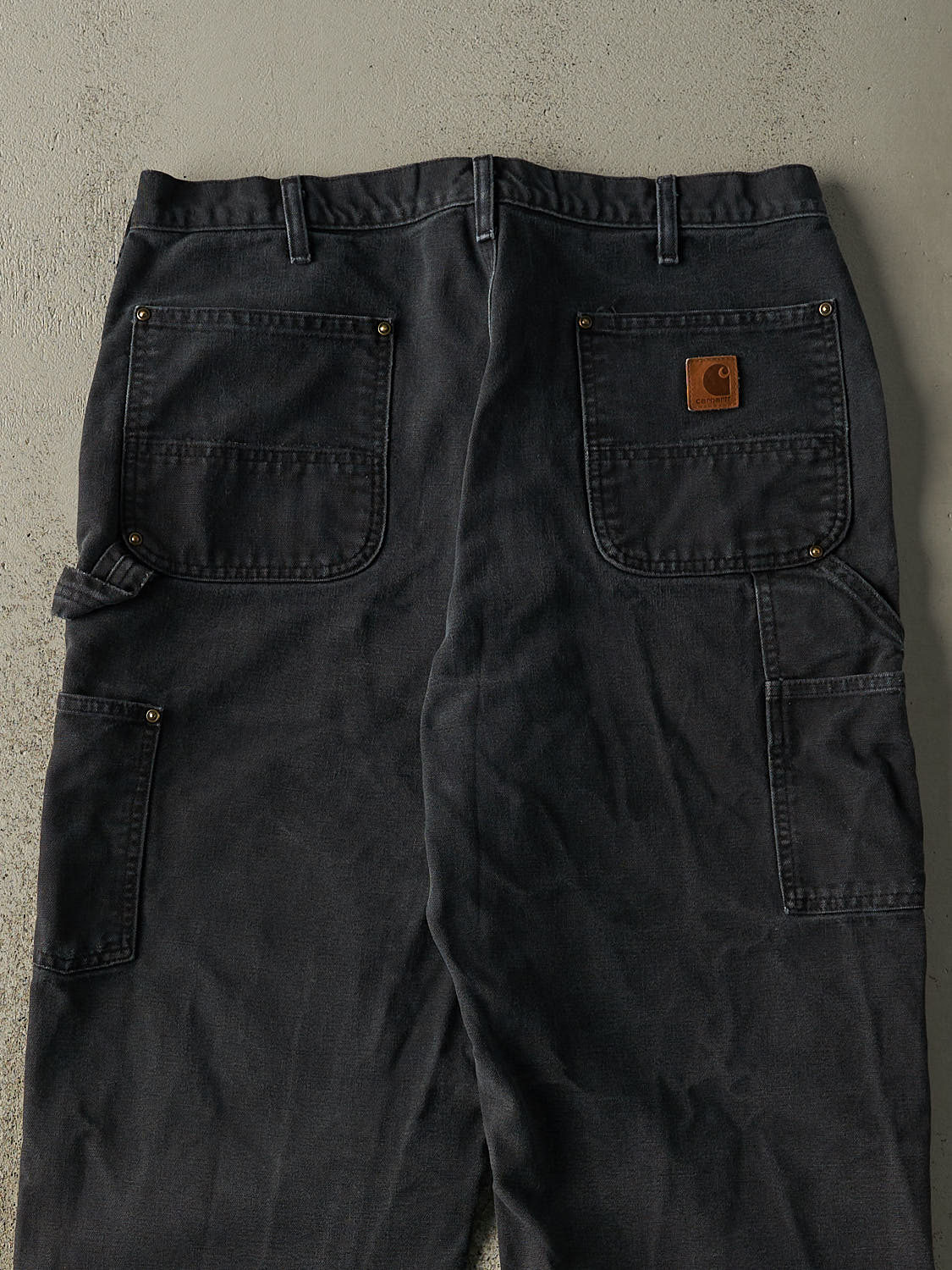 Vintage 90s Faded Black Carhartt Double Knee Carpenter Pants (36x31.5)