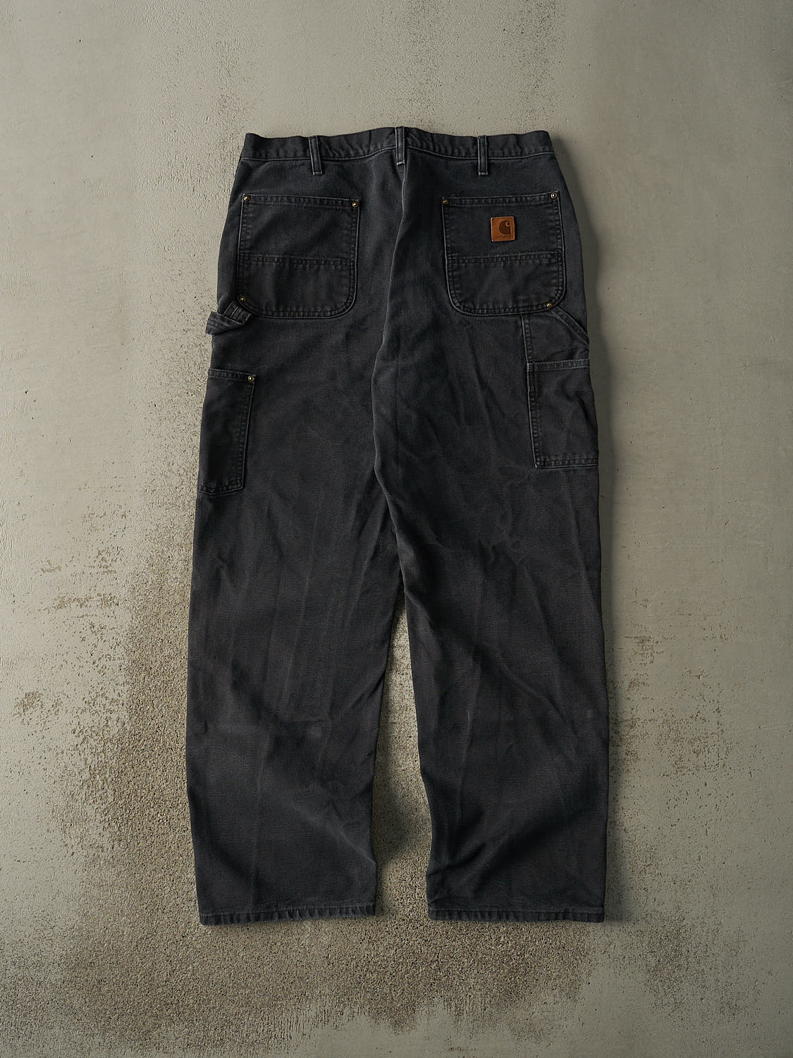 Vintage 90s Faded Black Carhartt Double Knee Carpenter Pants (36x31.5)