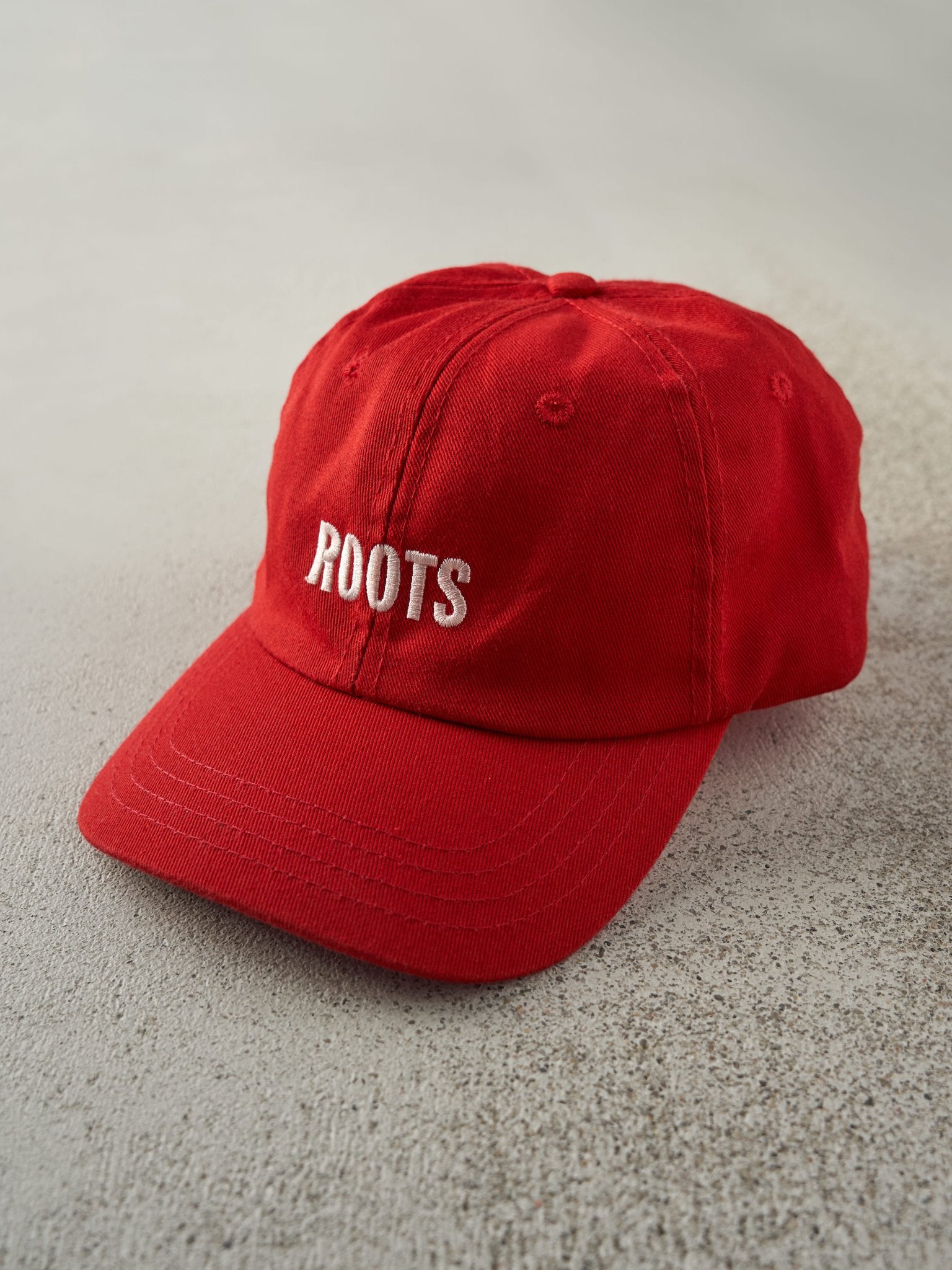 Vintage Y2K Red Embroidered Roots Strapback Hat