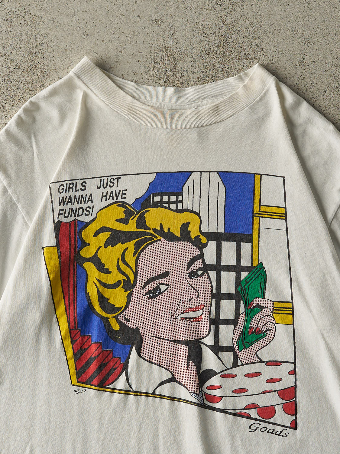 Vintage 90s White "Girls Just Wanna Have Funds" Single Stitch Tee (M/L)