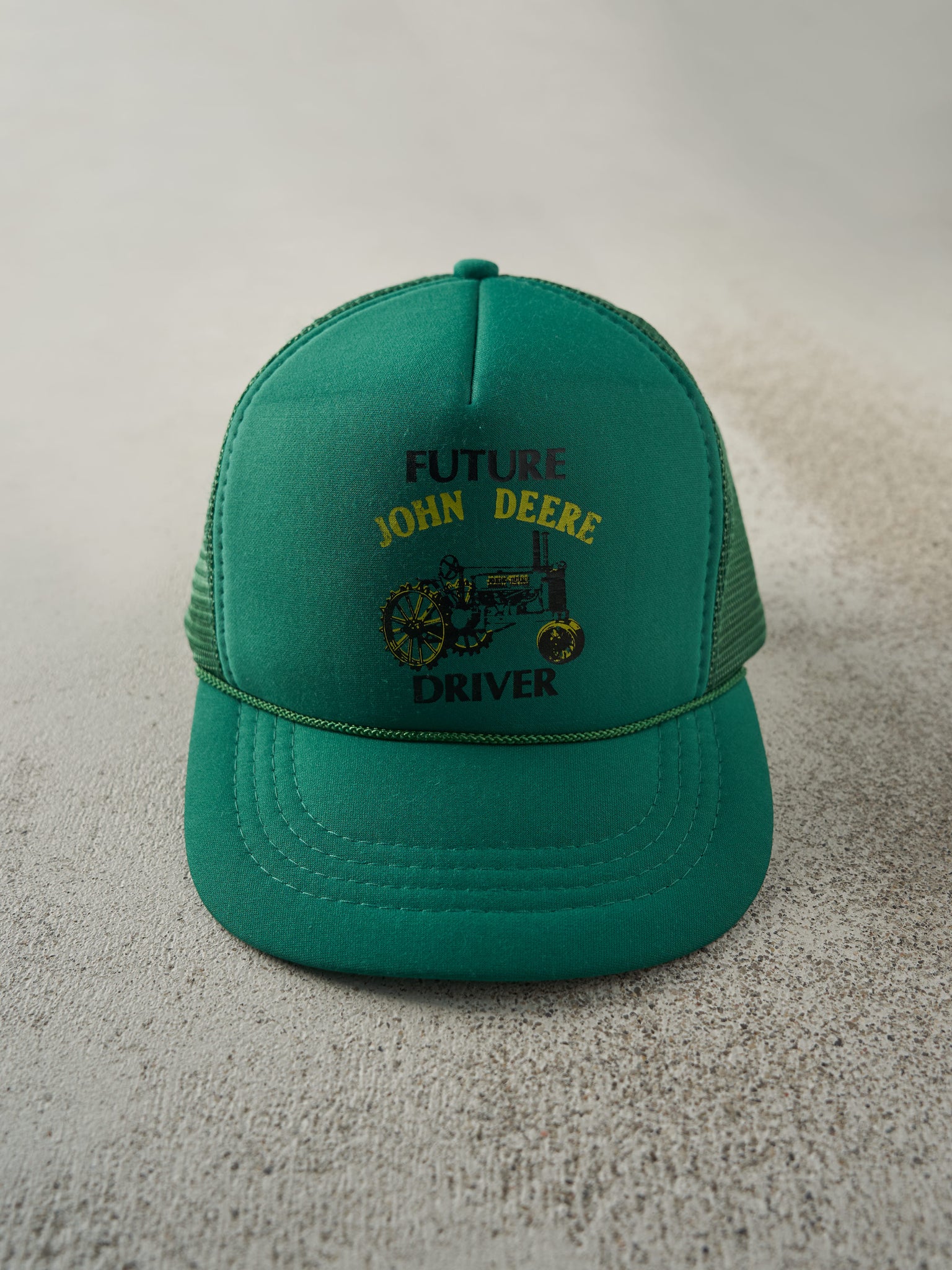 Vintage 90s Green Future John Deere Driver Foam Trucker Hat (S)