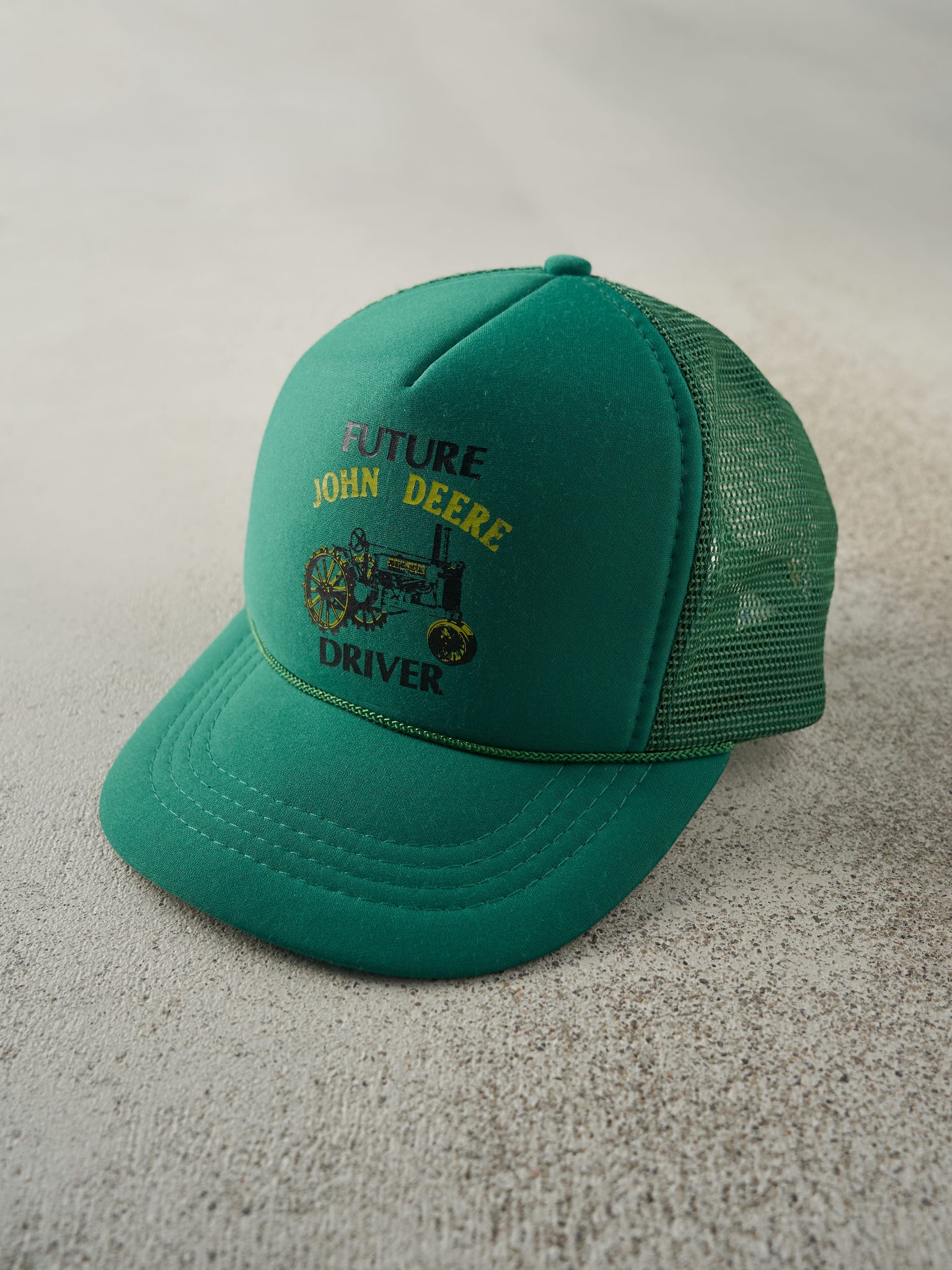 Vintage 90s Green Future John Deere Driver Foam Trucker Hat (S)