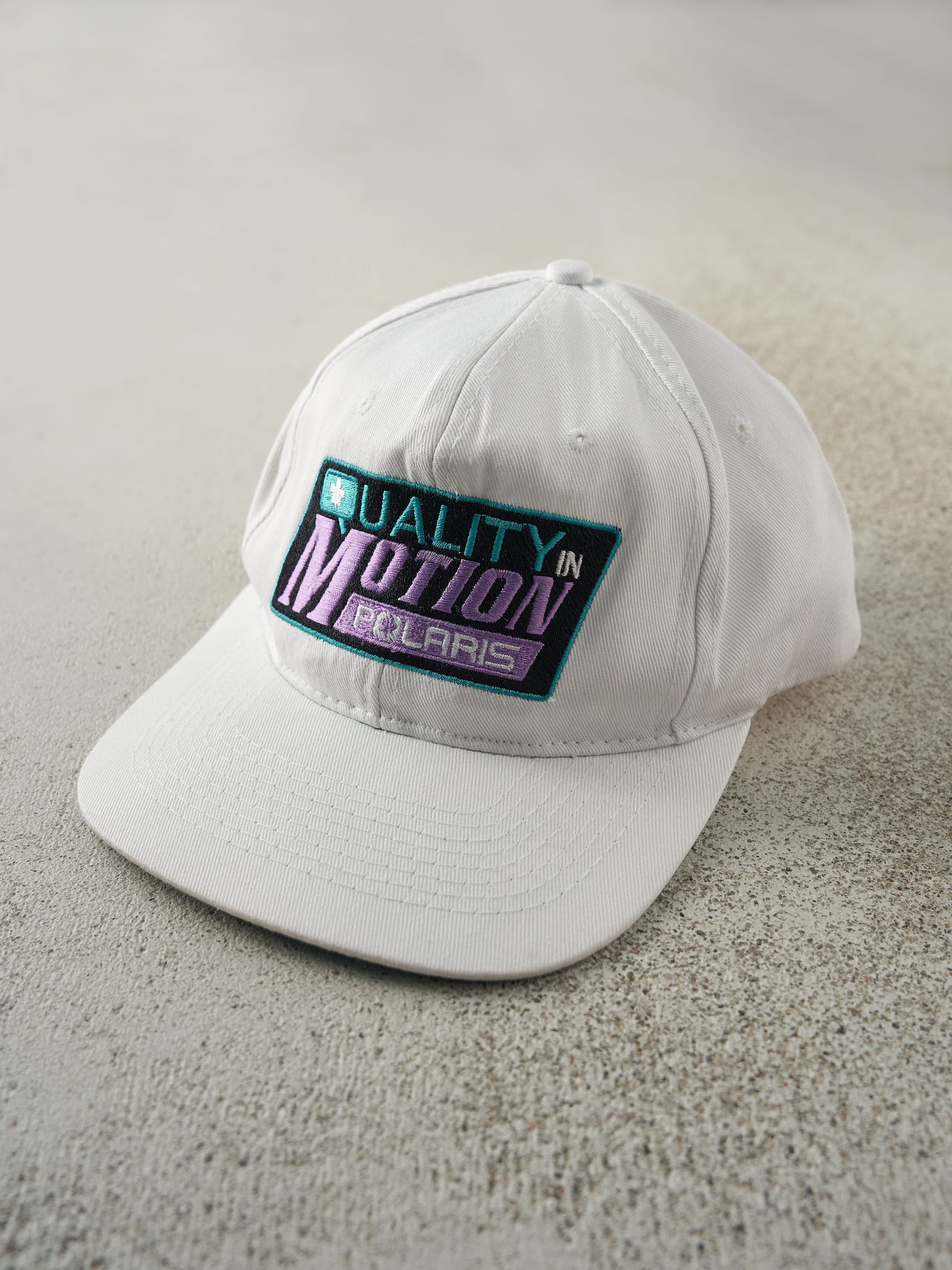 Vintage 90s White Polaris Quality in Motion Snapback Hat