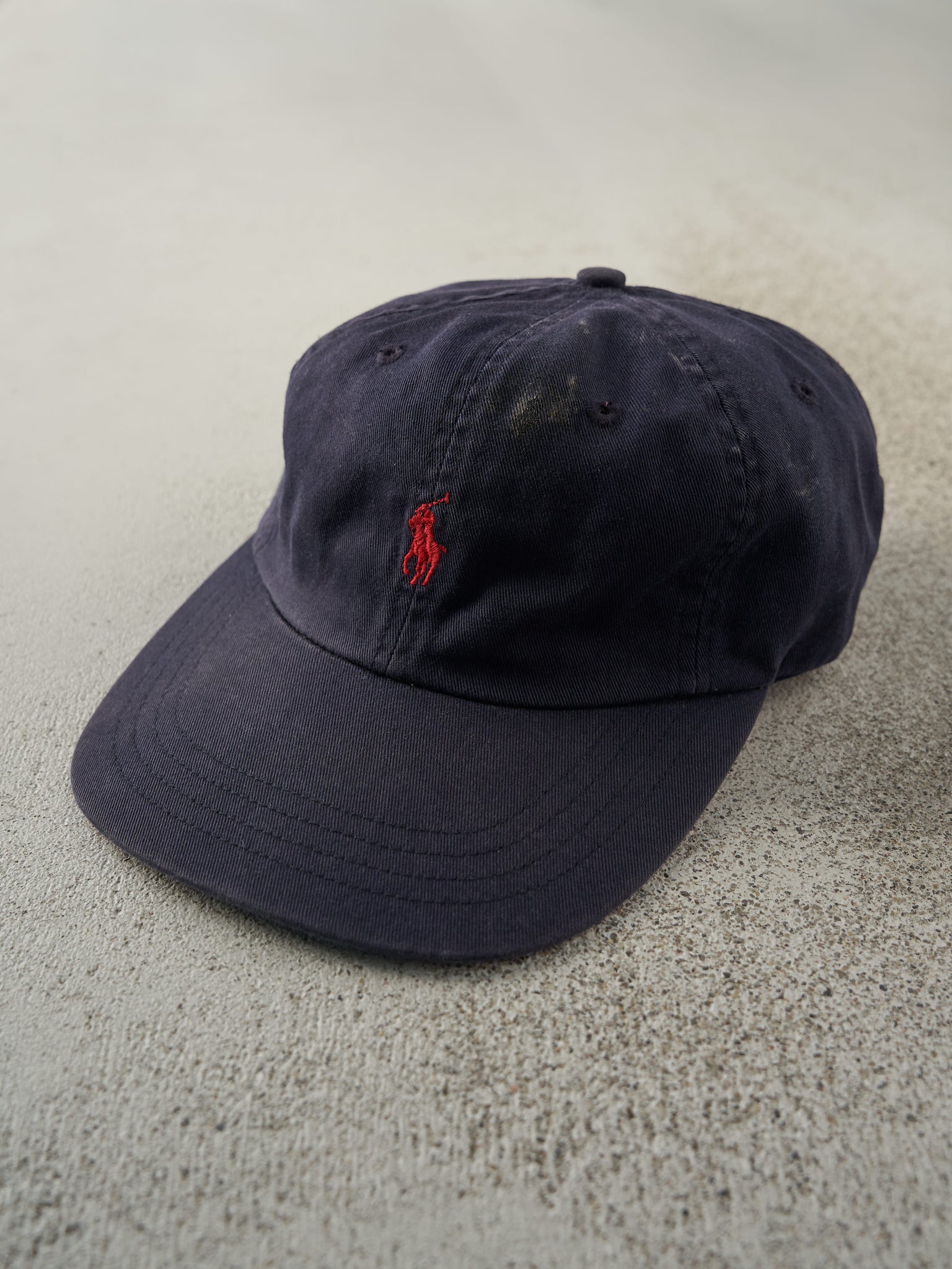 Vintage 90s Navy Blue Polo Strap Back Hat