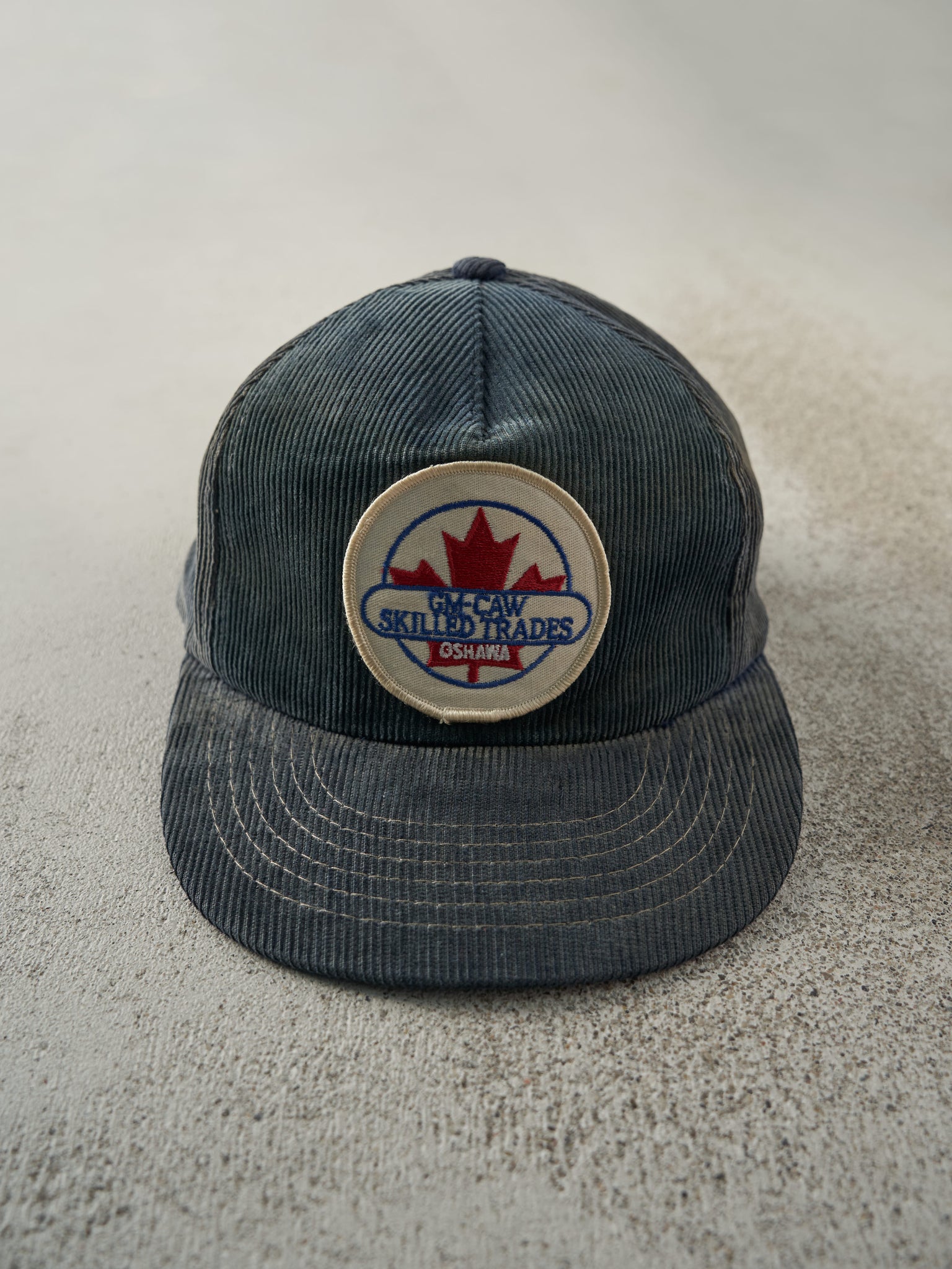 Vintage 80s Blue GM-Caw Skilled Trades Oshawa Corduroy Snapback