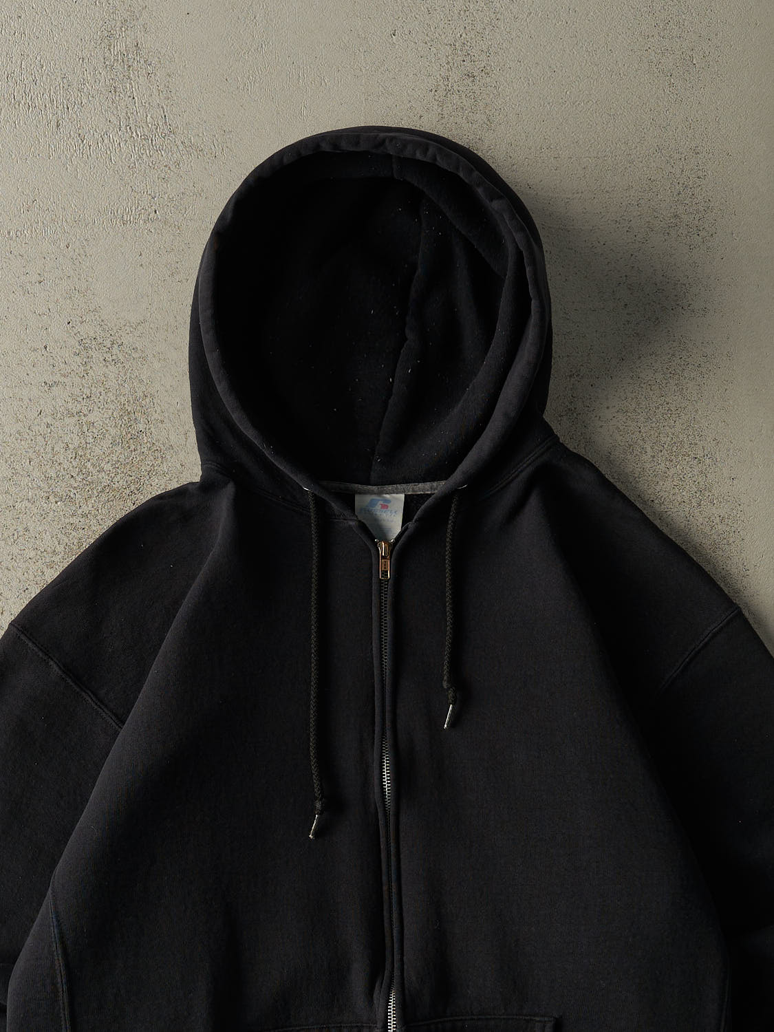 Vintage Y2K Black Russell Athletic Blank Zip Up Hoodie (XL)