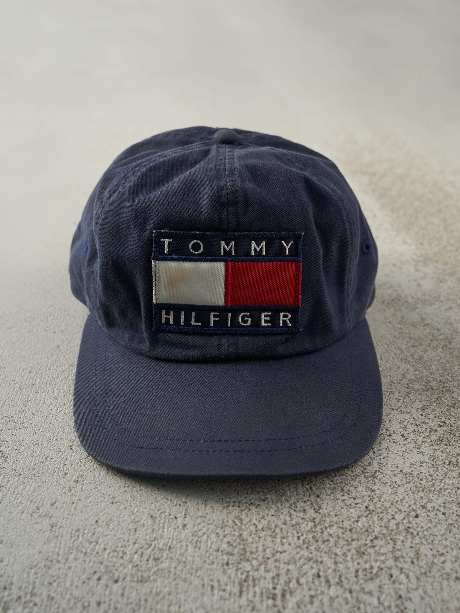 Vintage 90s Navy Blue Tommy Hilfiger Leather Strapback