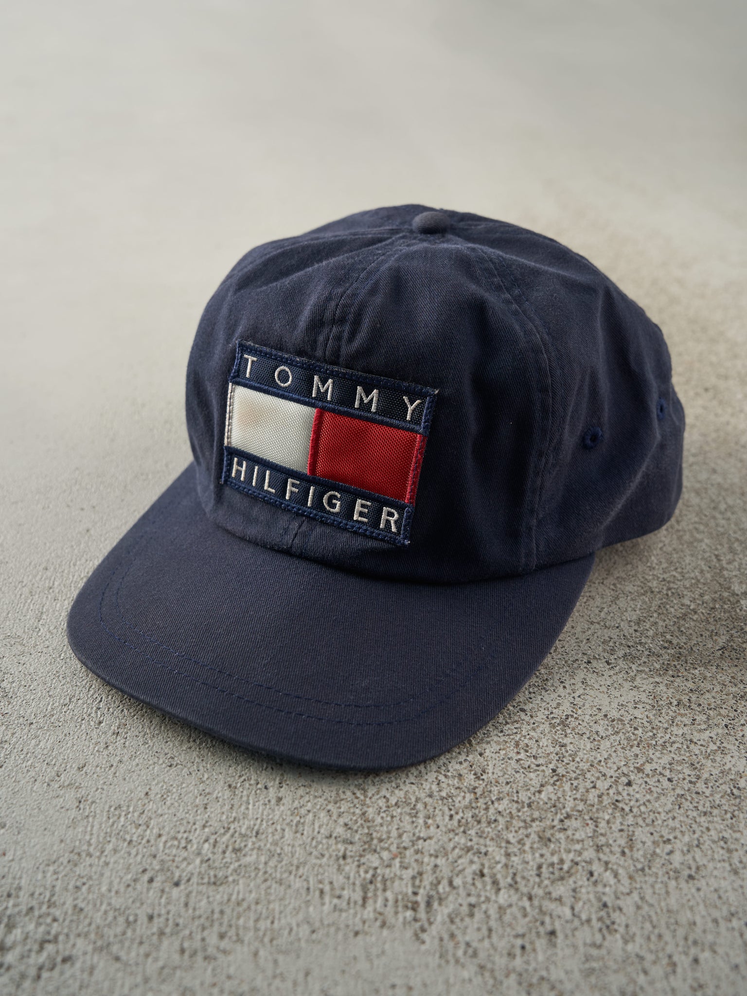 Vintage 90s Navy Blue Tommy Hilfiger Leather Strap Back