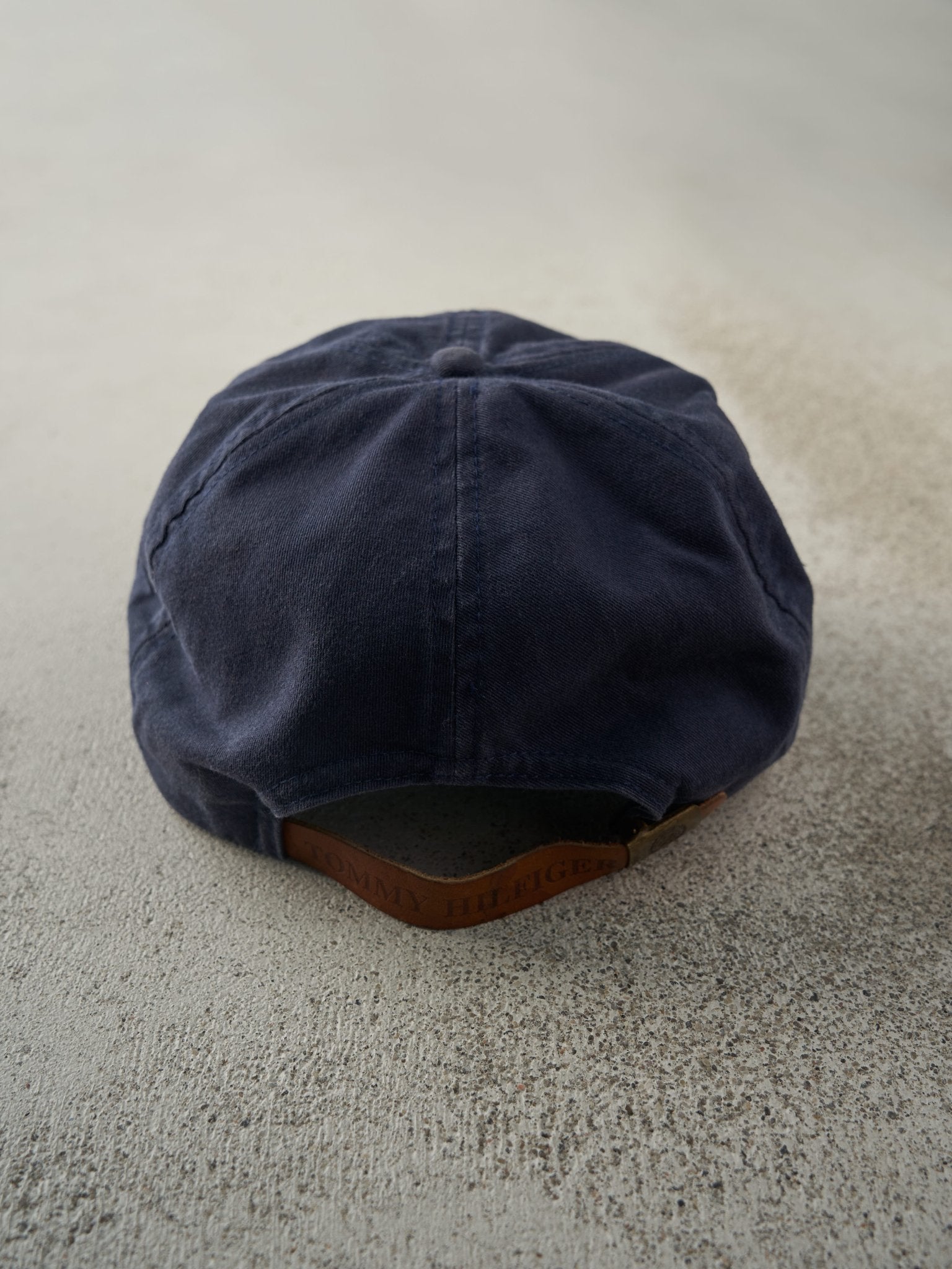 Vintage 90s Navy Blue Tommy Hilfiger Leather Strapback