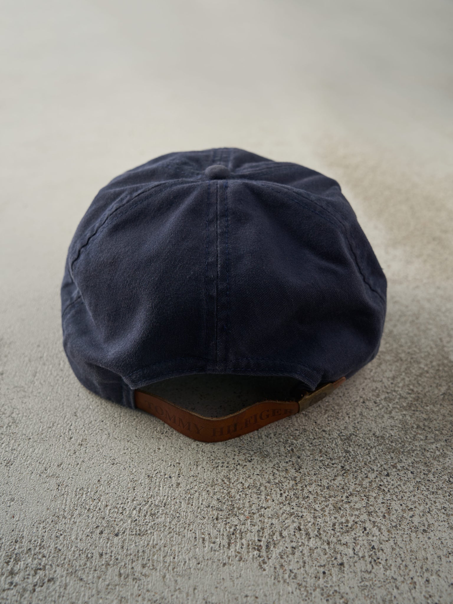 Vintage 90s Navy Blue Tommy Hilfiger Leather Strap Back