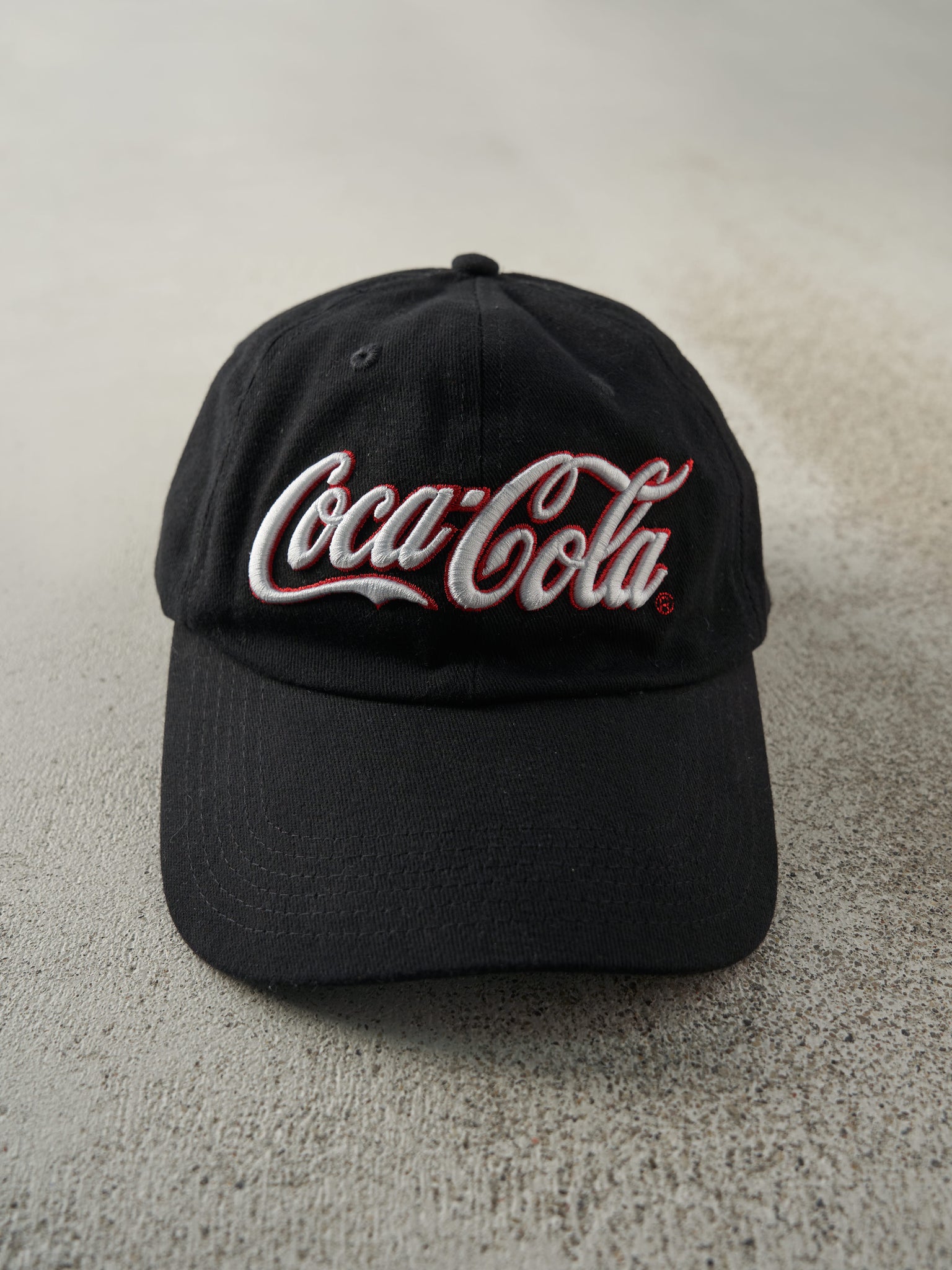 Vintage Y2K Black Coca-Cola Embroidered Strap Back Hat