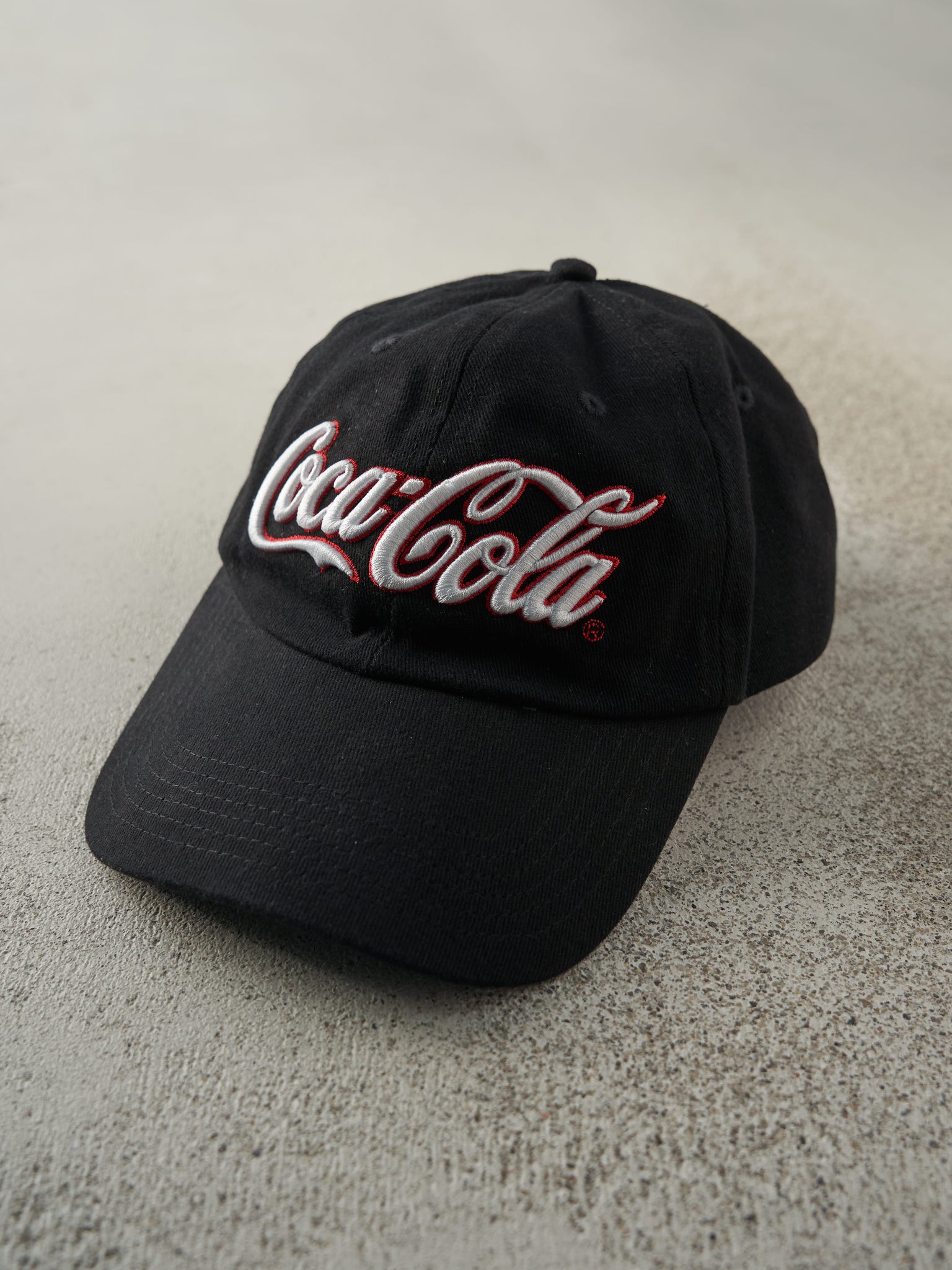 Vintage Y2K Black Coca-Cola Embroidered Strap Back Hat