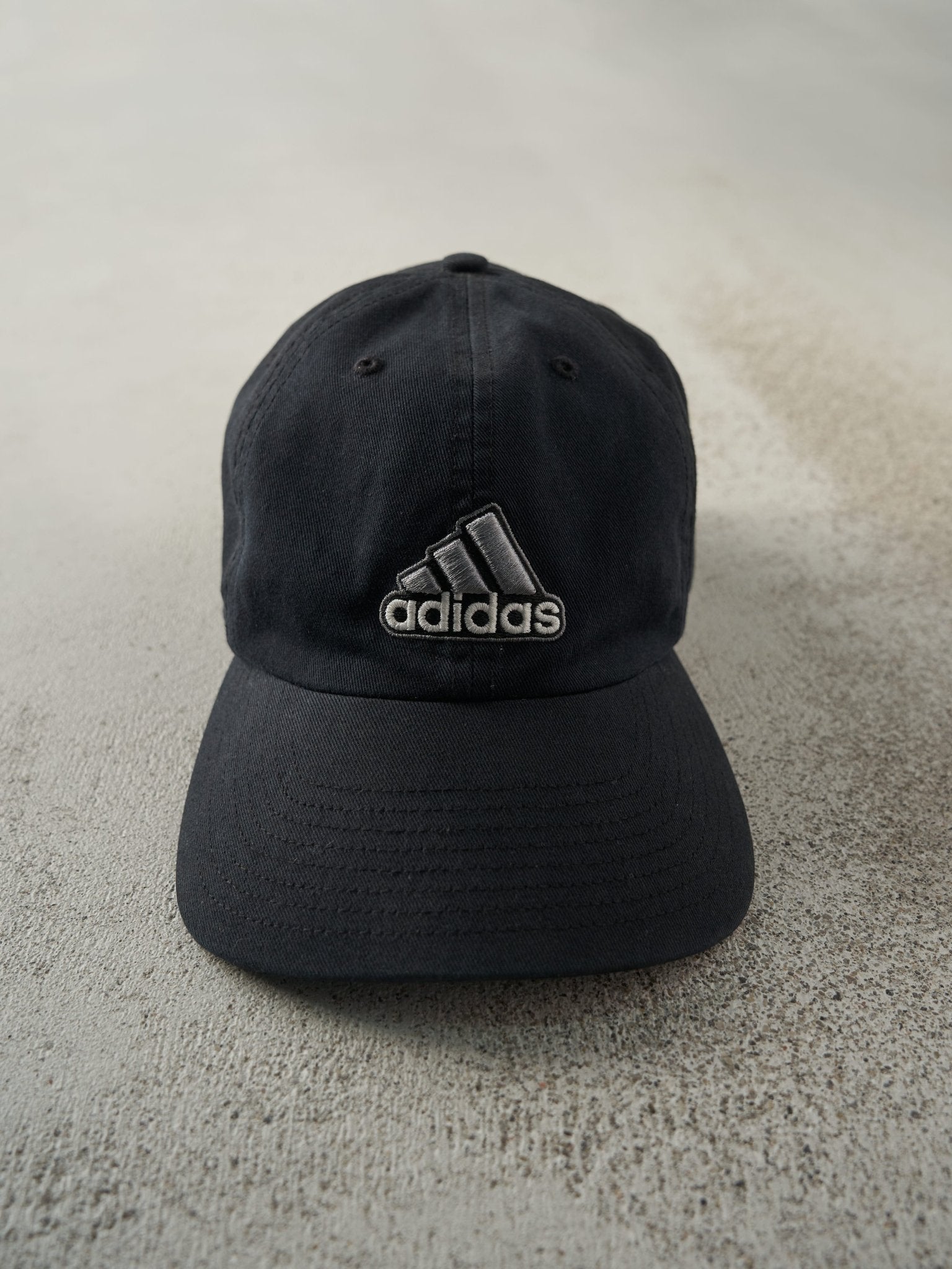 Vintage Y2K Black Adidas Embroidered Strapback Hat