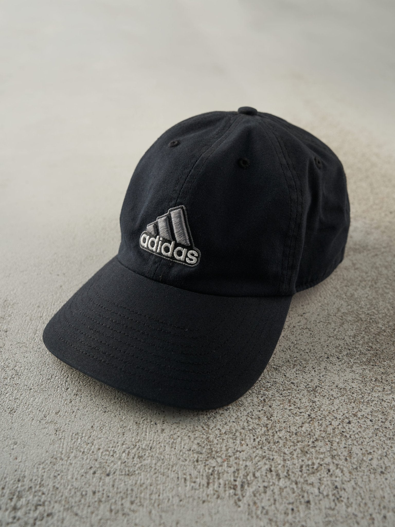 Vintage Y2K Black Adidas Embroidered Strapback Hat