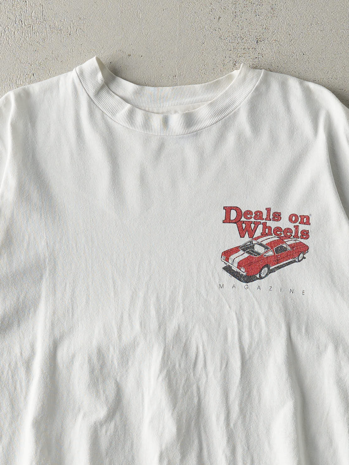 Vintage 90s White Deals On Wheels Single Stitch Tee (M)