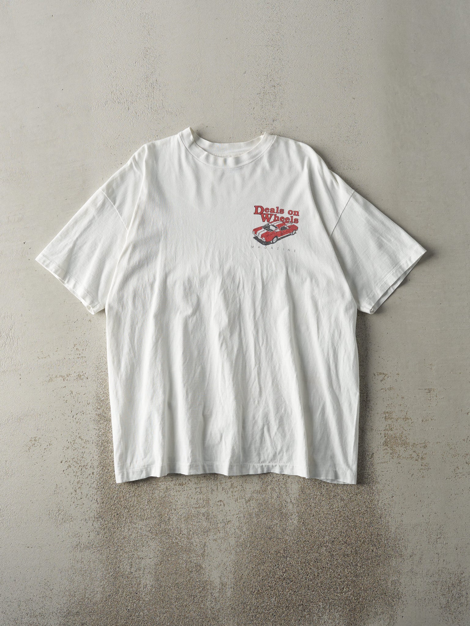 Vintage 90s White Deals On Wheels Single Stitch Tee (M)