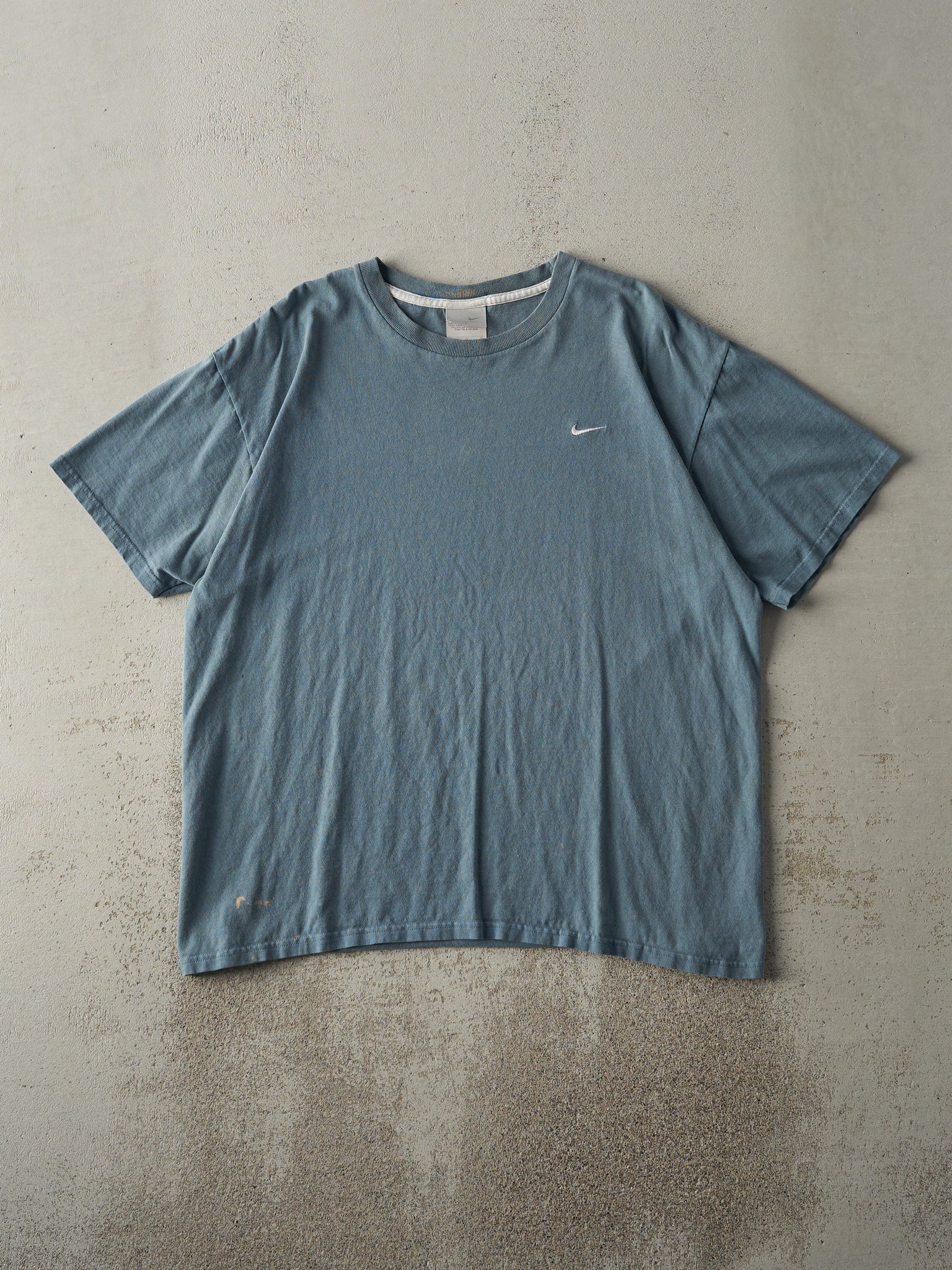 Vintage Y2K Slate Blue Embroidered Nike Swoosh Tee (L)