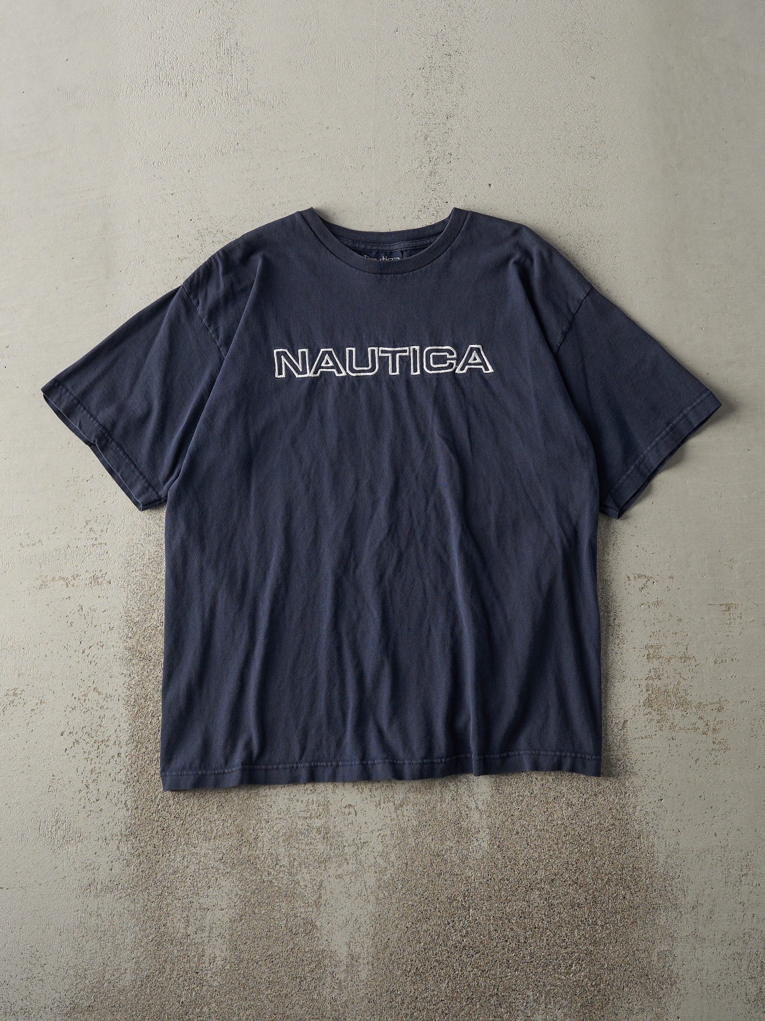 Vintage Y2K Navy Blue Embroidered Nautica Tee (M)