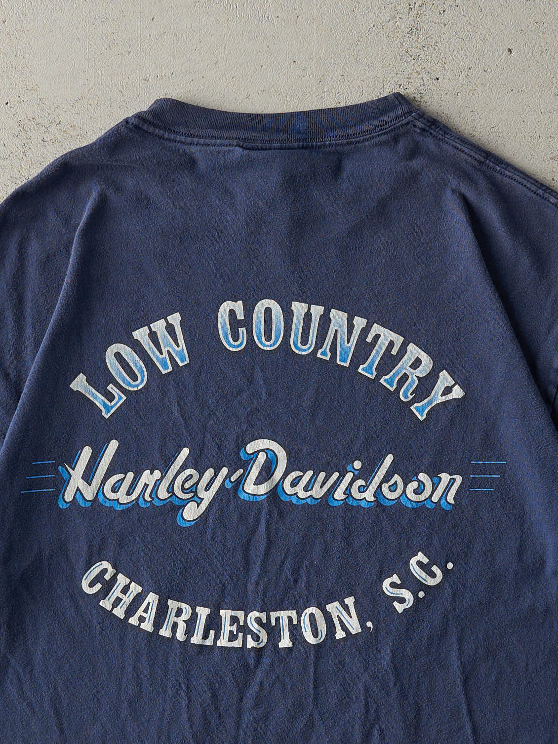 Vintage 02' Navy Blue Charleston, SC Harley Davidson Tee (M)