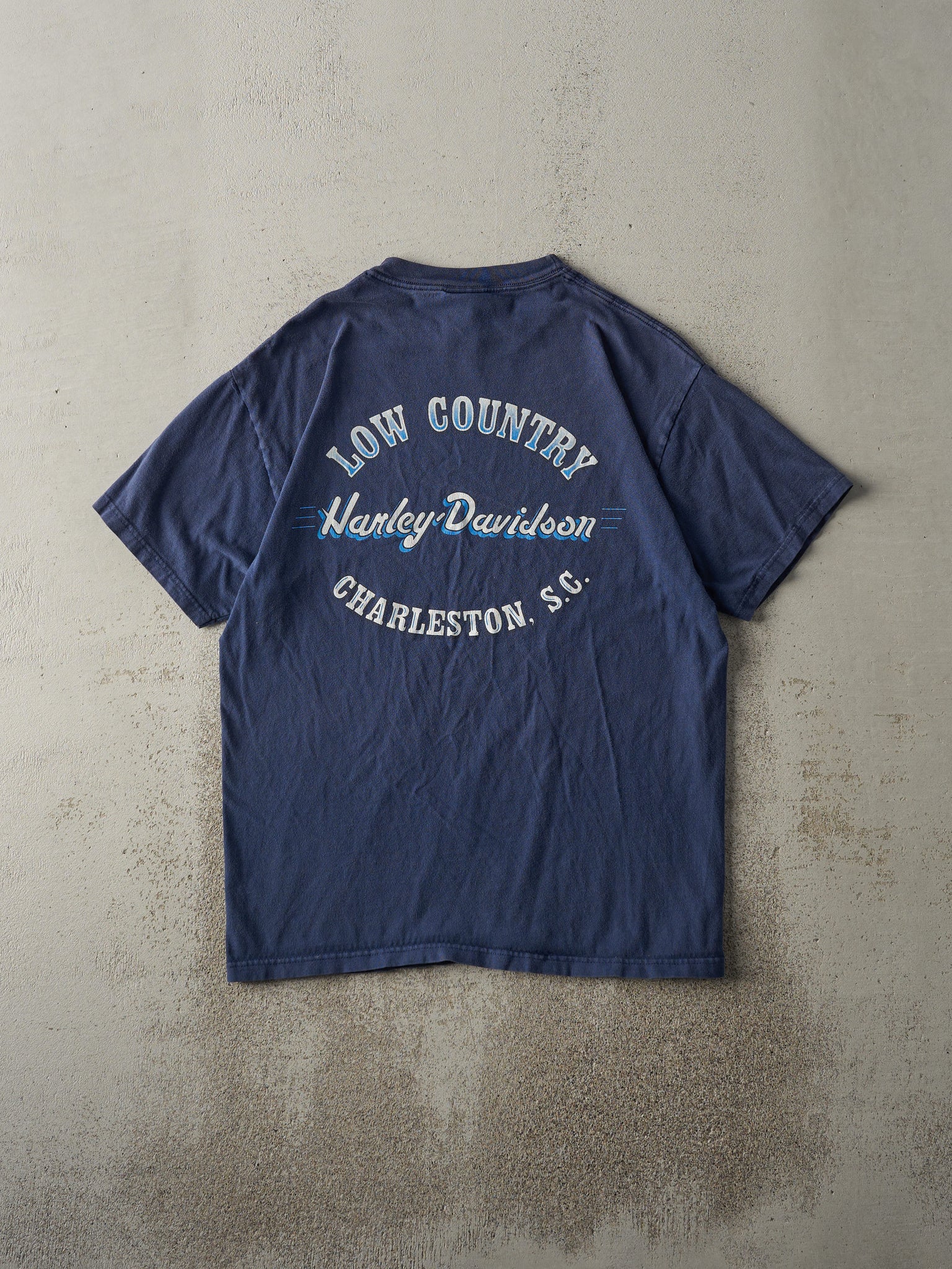 Vintage 02' Navy Blue Charleston, SC Harley Davidson Tee (M)