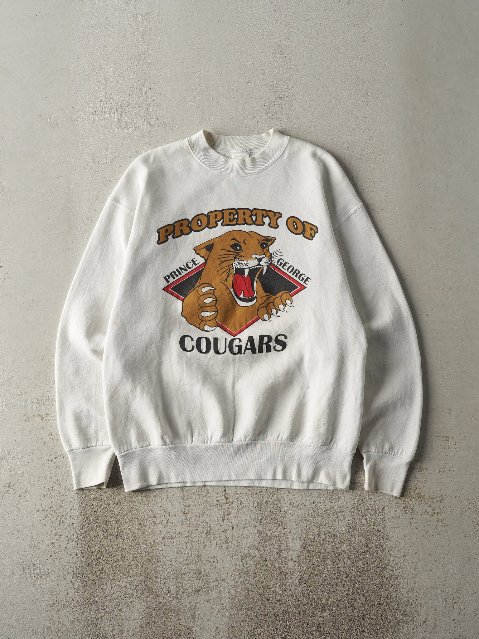 Vintage 90s White Prince George Cougars Crewneck (M)