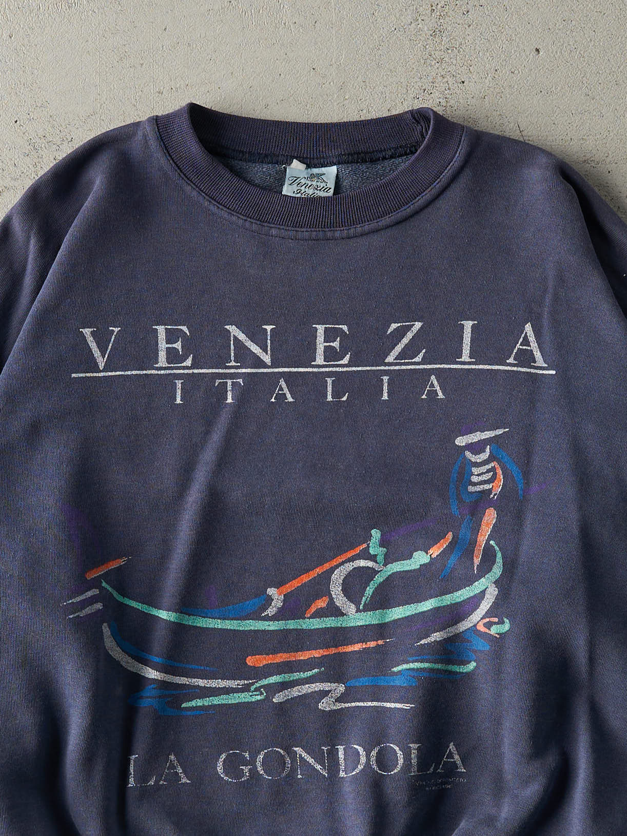 Vintage 90s Navy Blue Venezia Italia Boxy Crewneck (M/L)