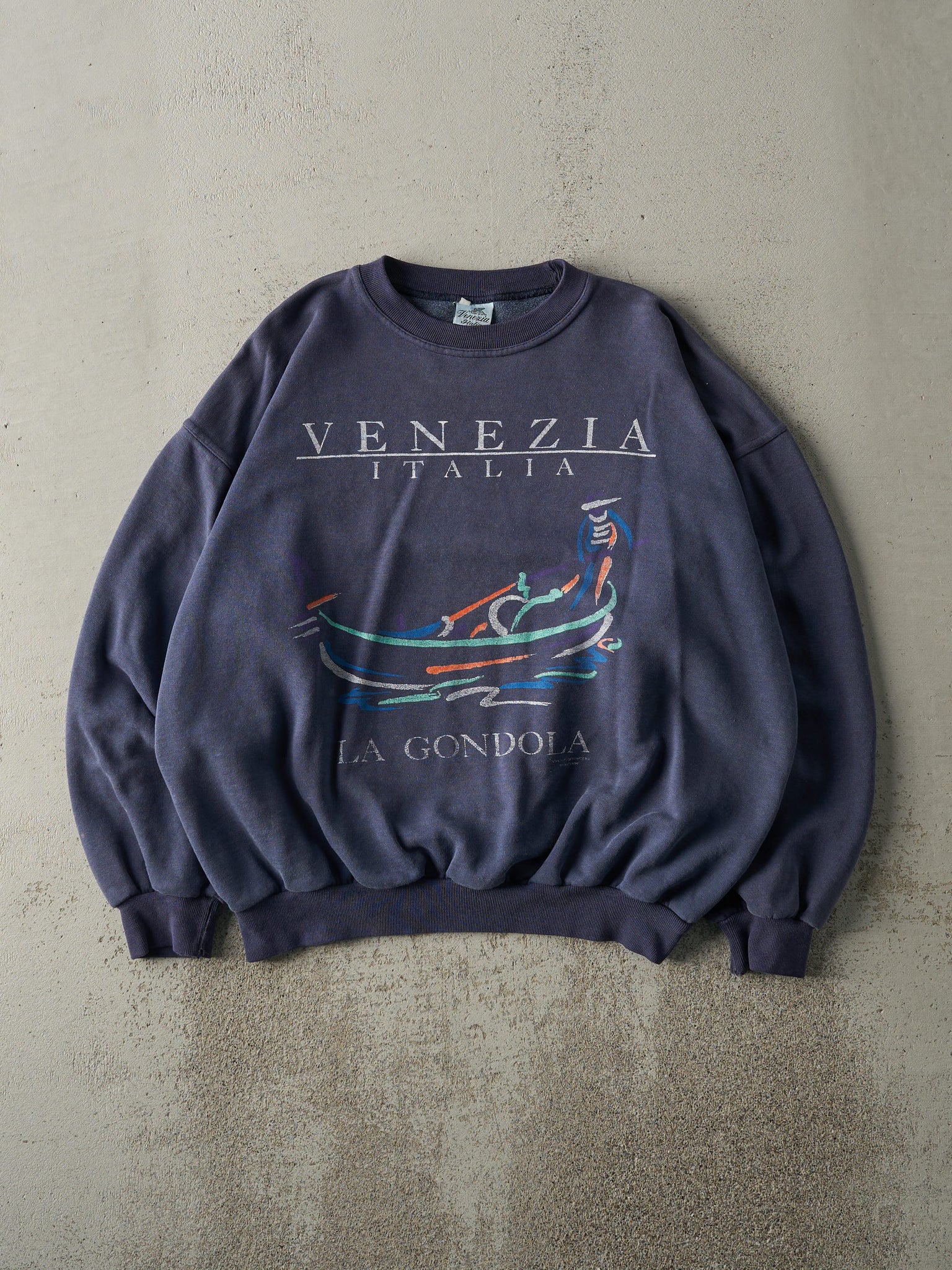 Vintage 90s Navy Blue Venezia Italia Boxy Crewneck (M/L)