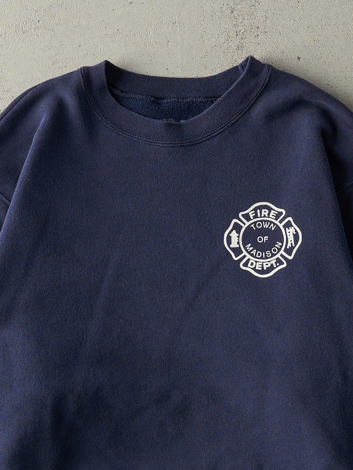 Vintage Y2K Navy Blue Fire Department Crewneck (M)