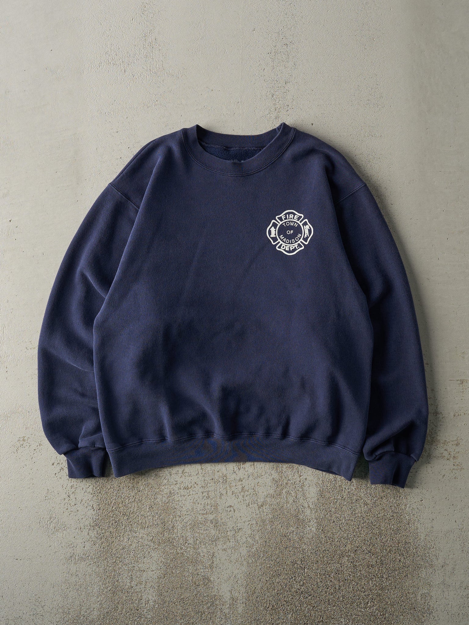 Vintage Y2K Navy Blue Fire Department Crewneck (M)