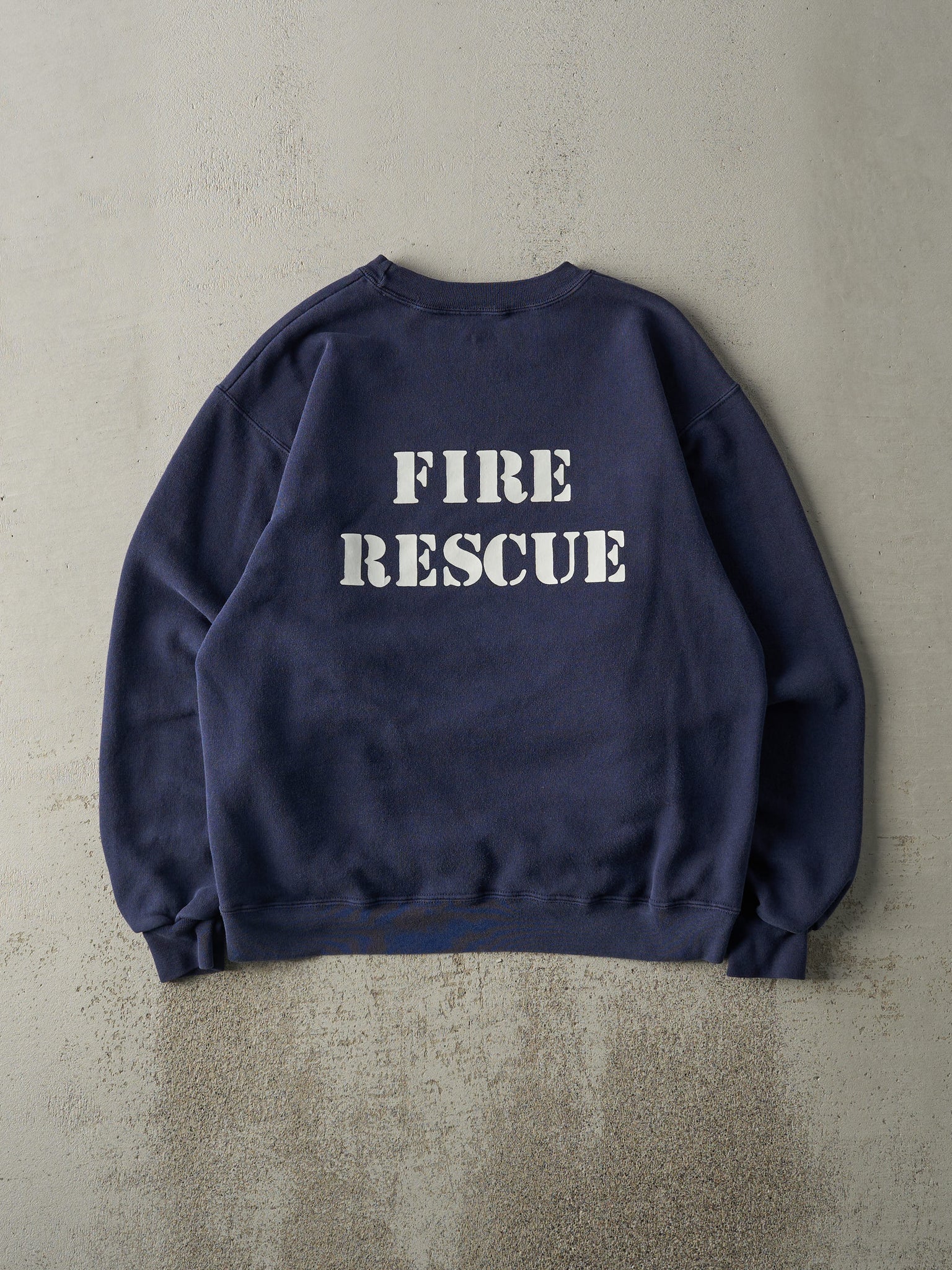 Vintage Y2K Navy Blue Fire Department Crewneck (M)