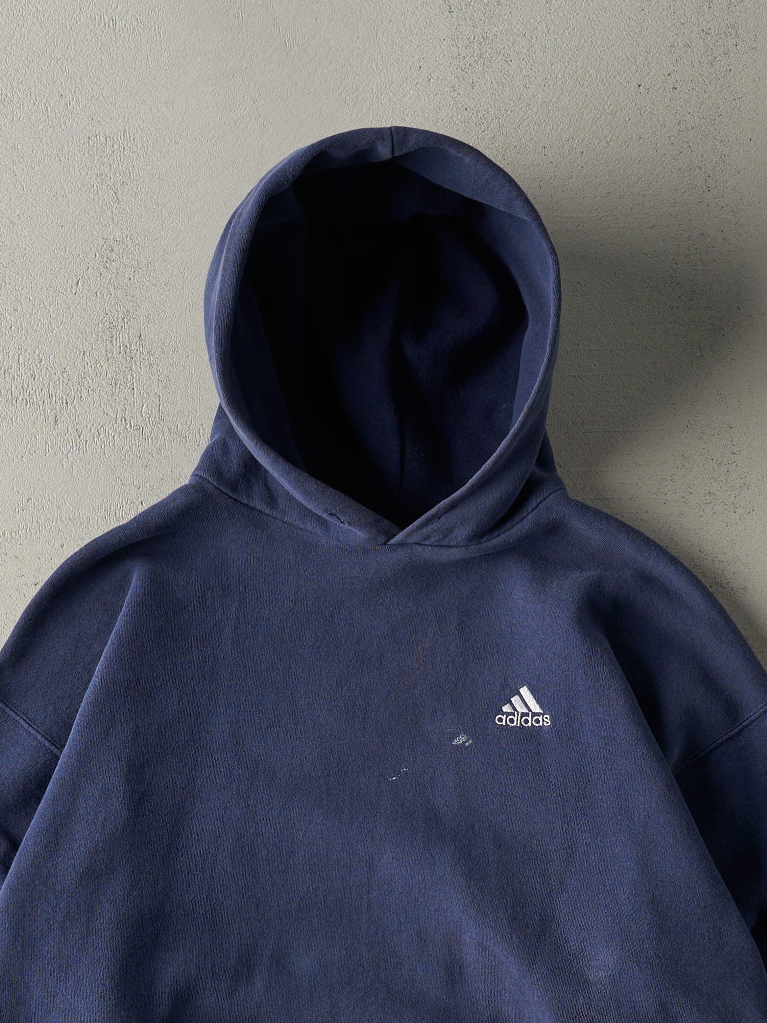 Vintage 90s Navy Blue Adidas Embroidered Logo Hoodie (L)