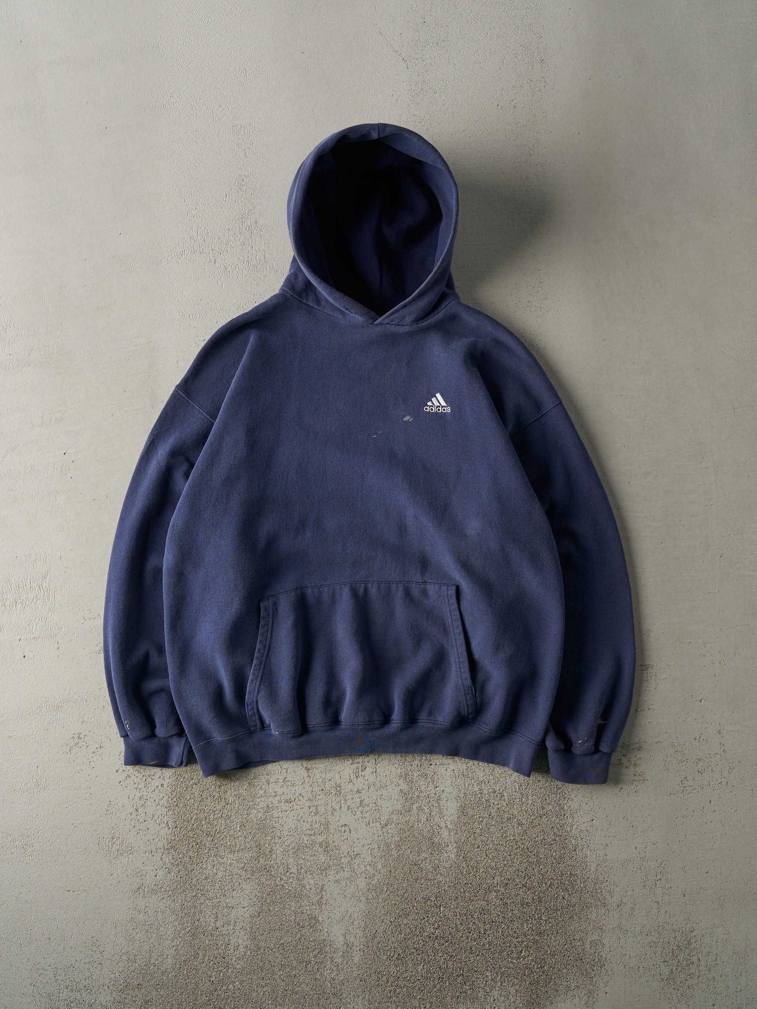 Vintage 90s Navy Blue Adidas Embroidered Logo Hoodie (L)