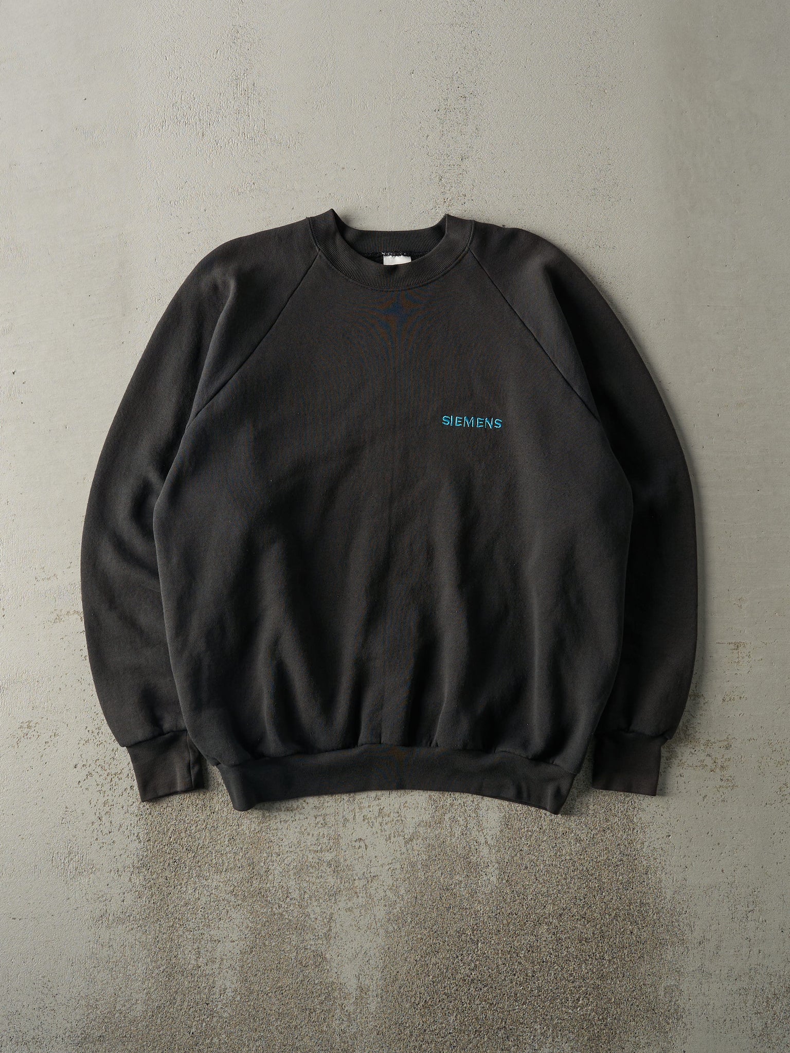 Vintage 80s Black Embroidered Siemens Crewneck (L)